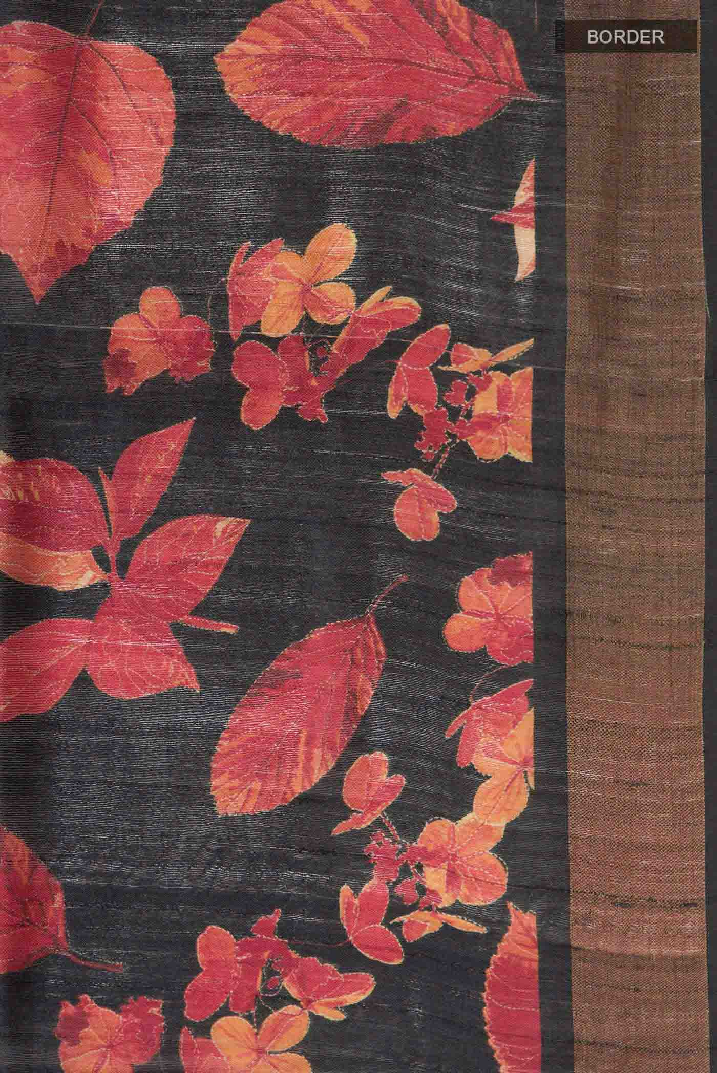 Black Tussar Silk Saree - Image 3