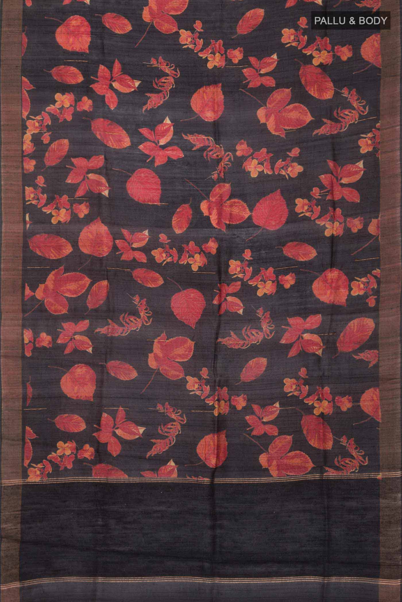 Black Tussar Silk Saree - Image 5
