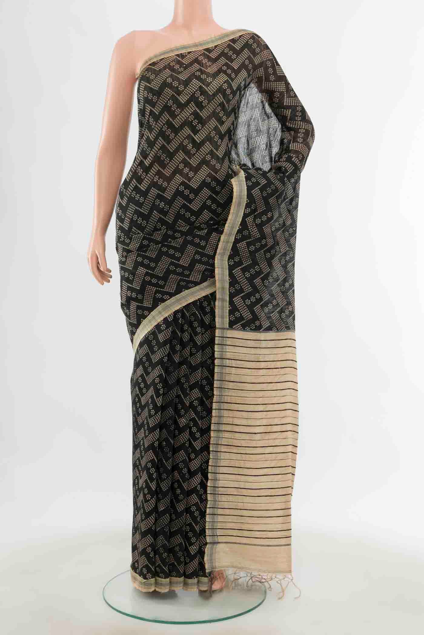 Black Tussar Silk Saree