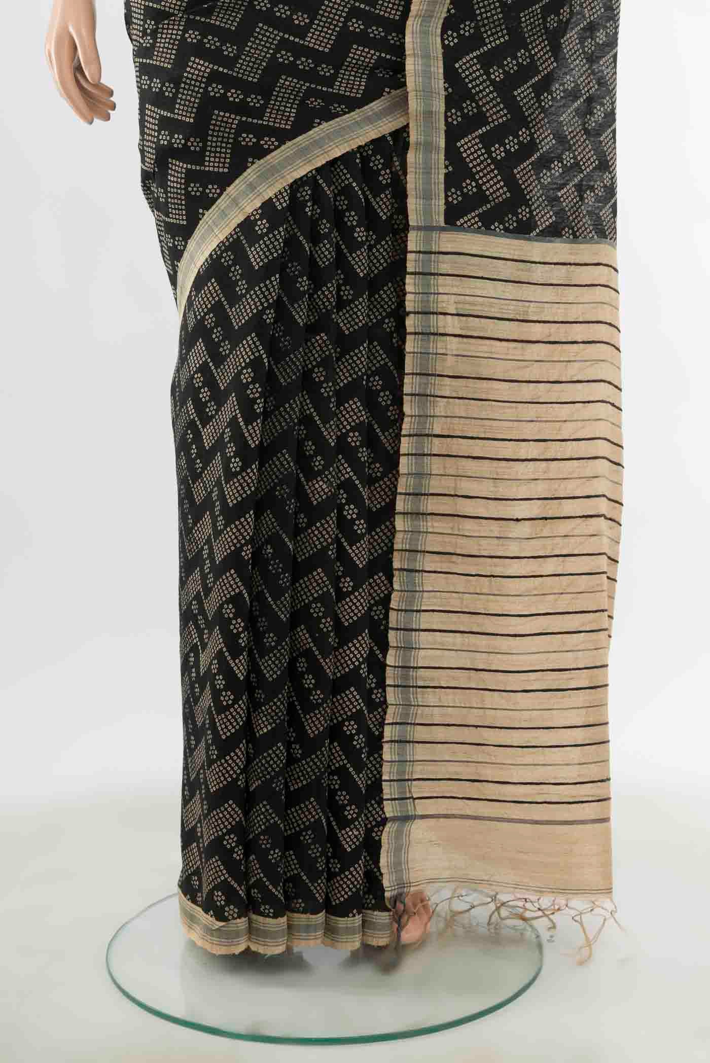 Black Tussar Silk Saree - Image 3