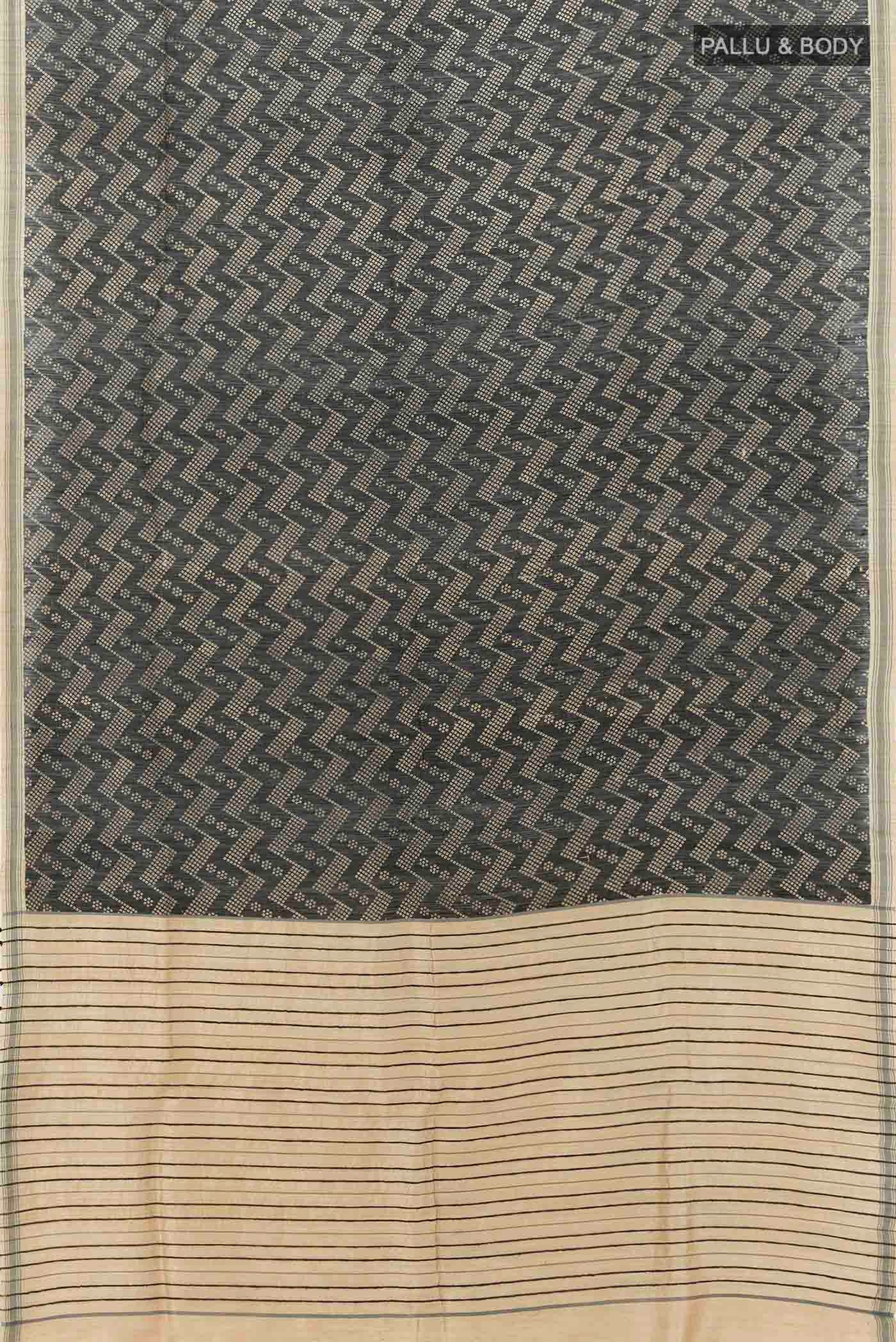 Black Tussar Silk Saree - Image 5
