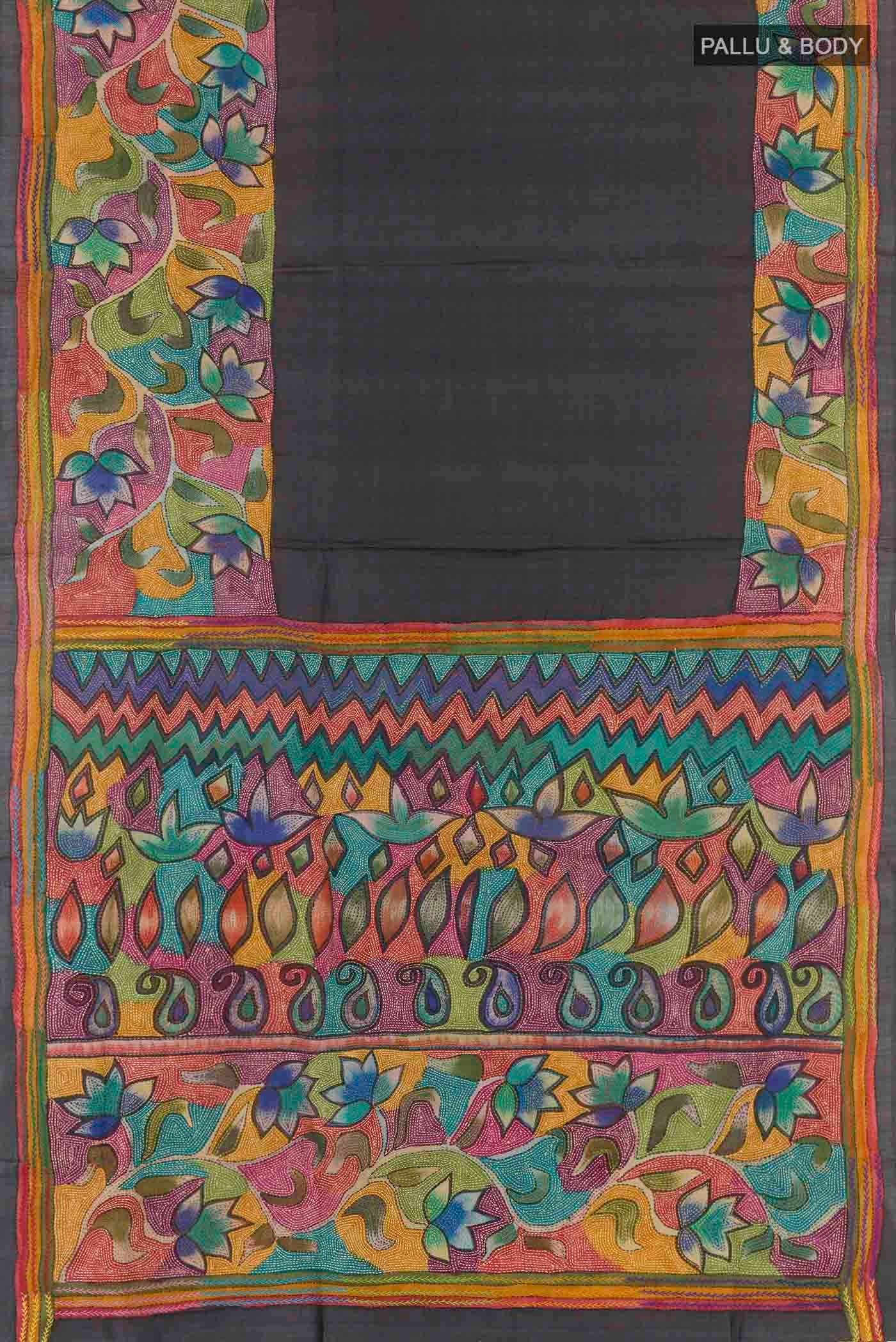 Black Tussar Silk Saree - Image 3