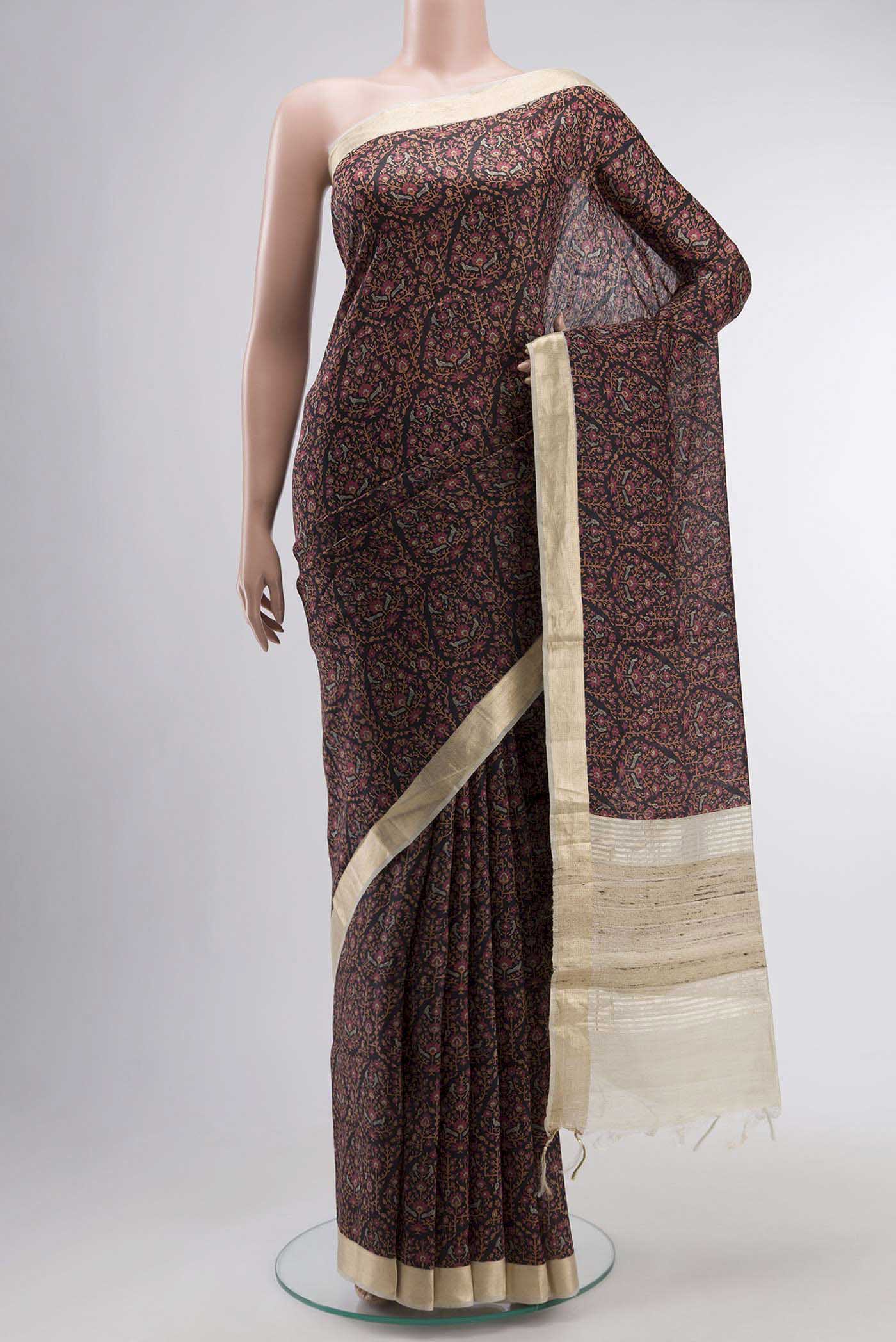 Black Tussar Silk Saree