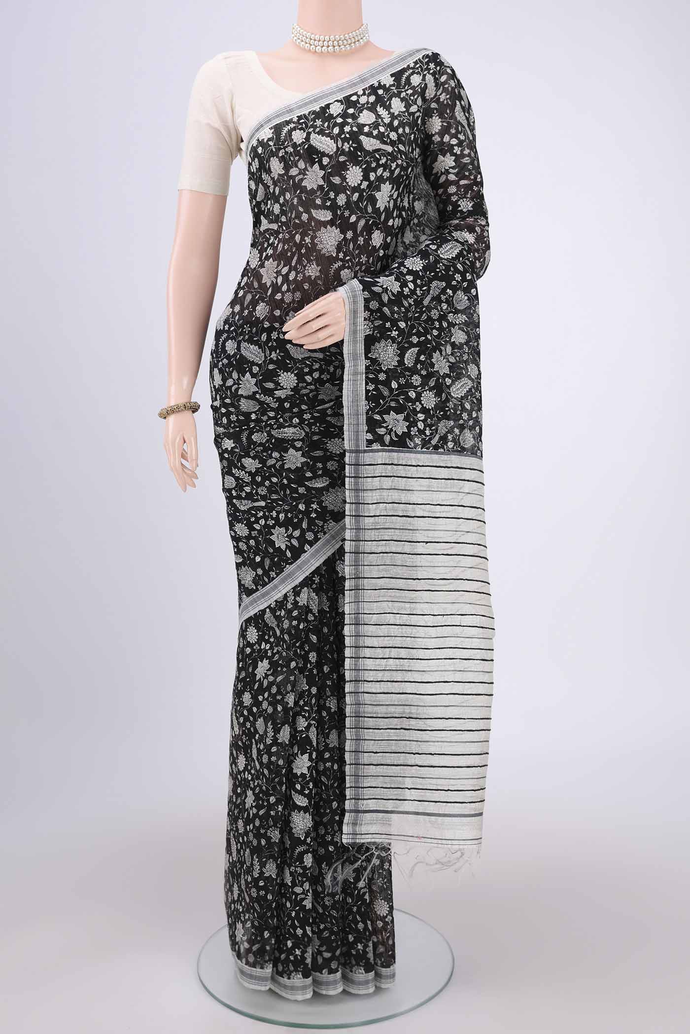 Black Tussar Silk Saree