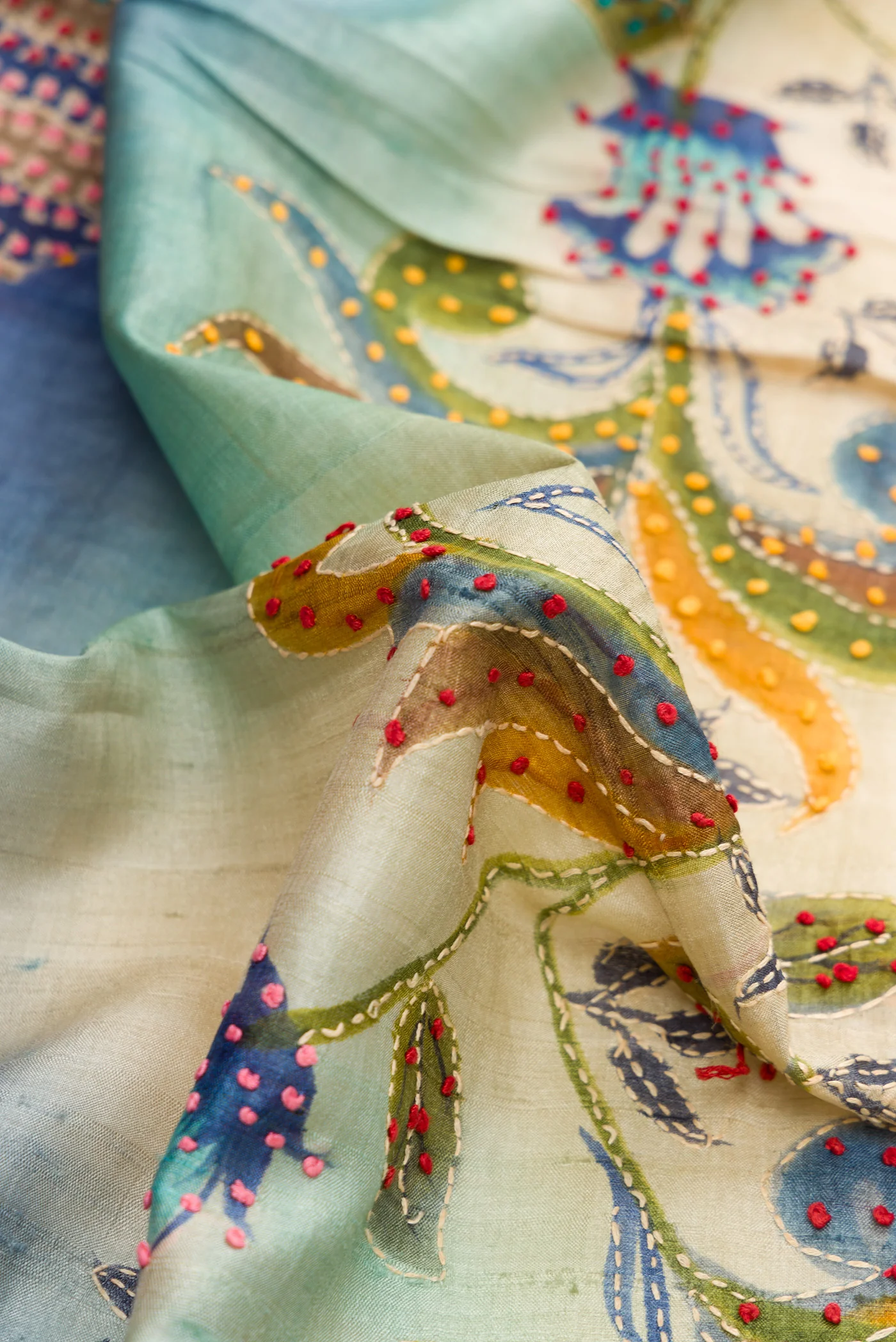 Multi Color Tussar Silk Saree - Image 2