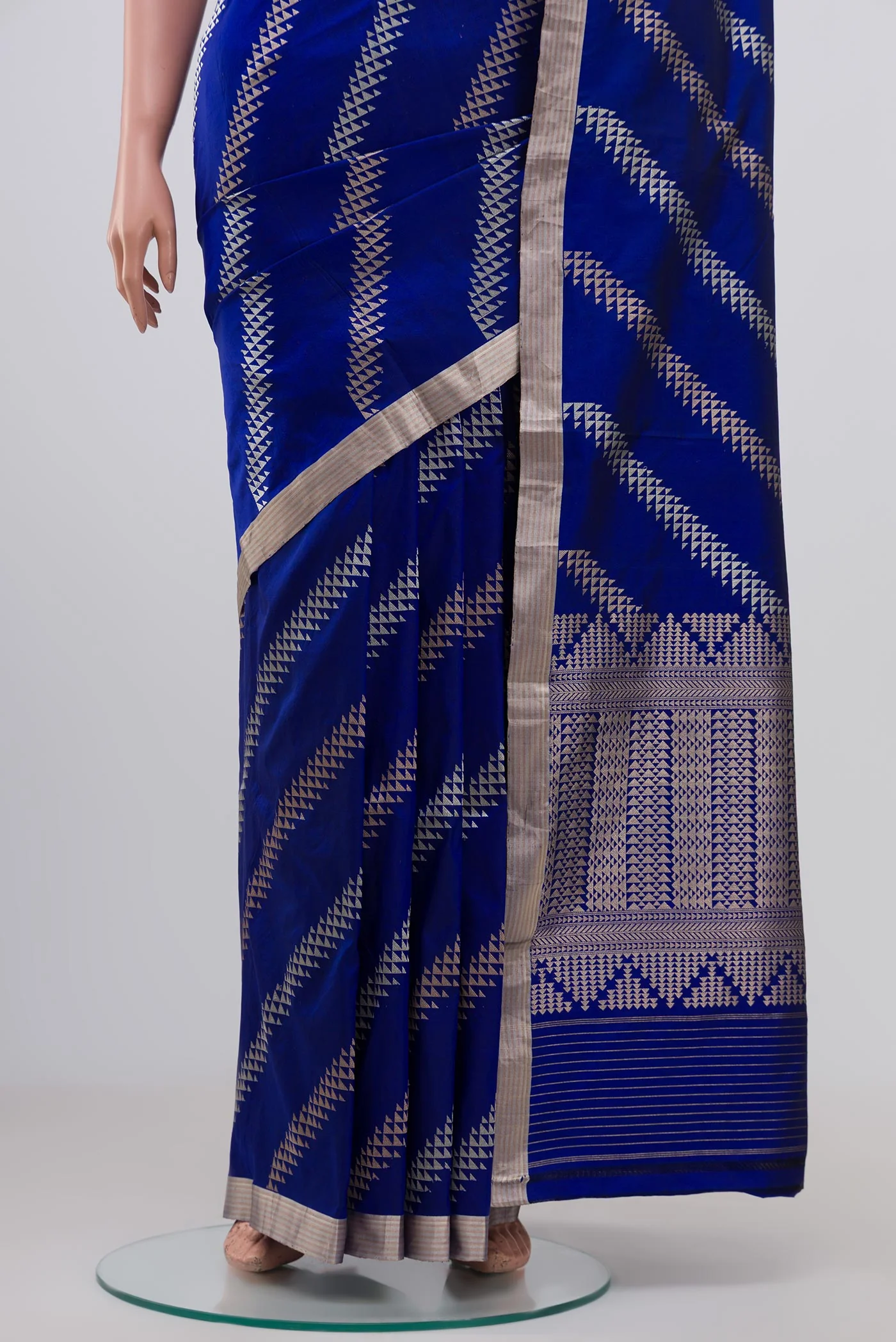 Royal Blue Banarasi Silk Saree - Image 3