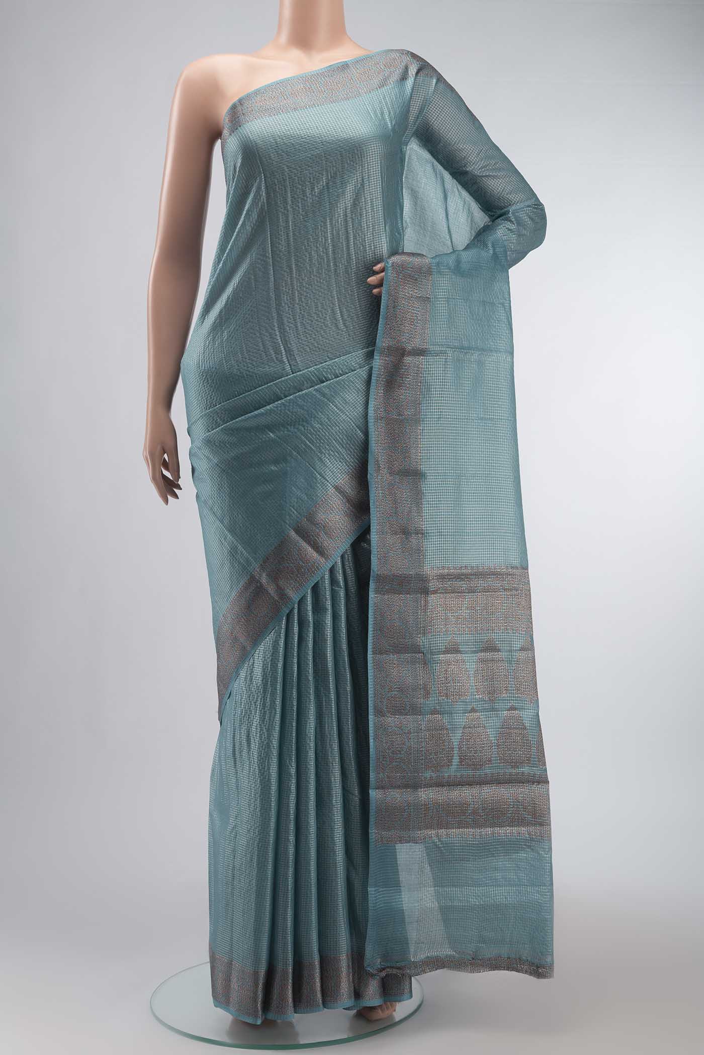 Blue Banarasi Raw Silk Saree