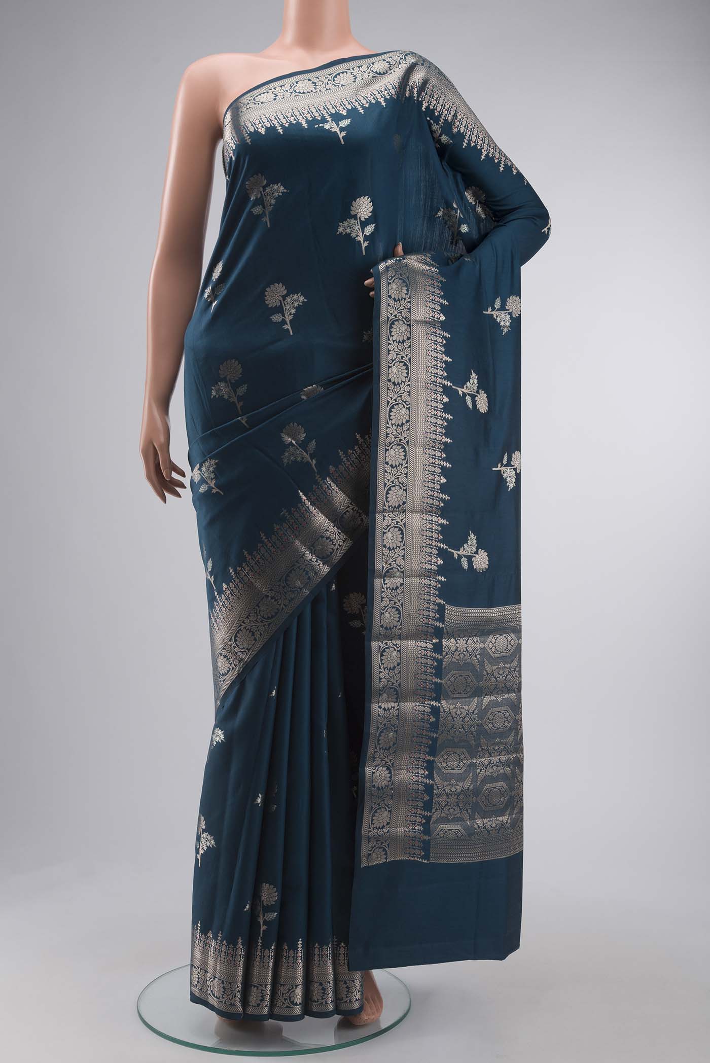 Blue Banarasi Raw Silk Saree