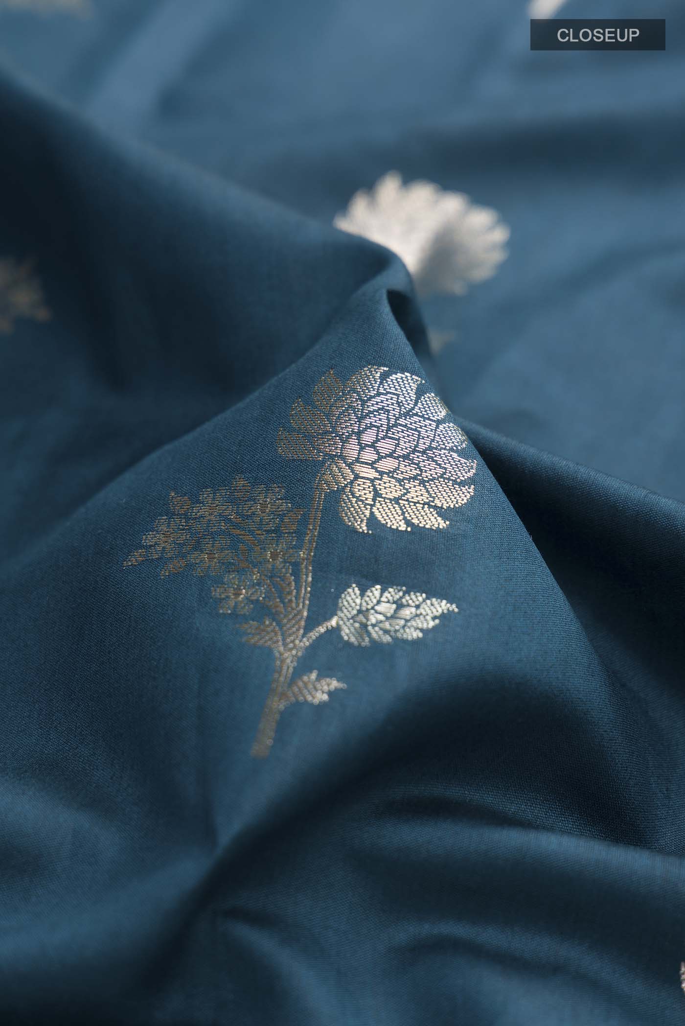 Blue Banarasi Raw Silk Saree - Image 2