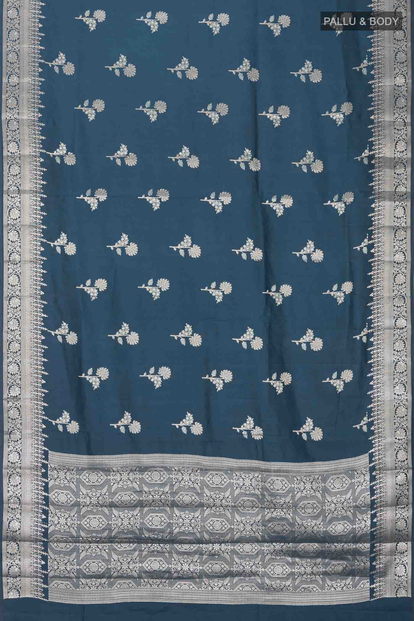 Blue Banarasi Raw Silk Saree - Image 5