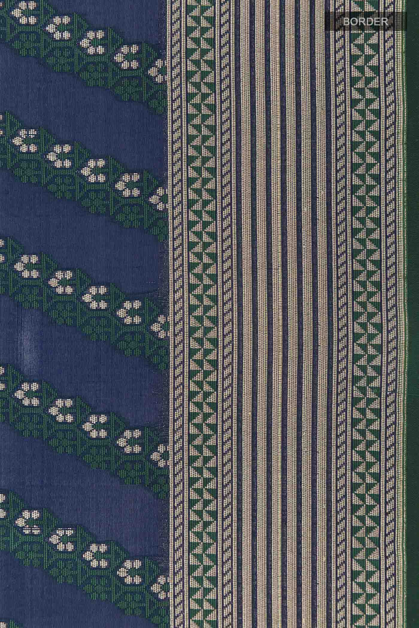 Blue Banarasi Silk Saree - Image 3