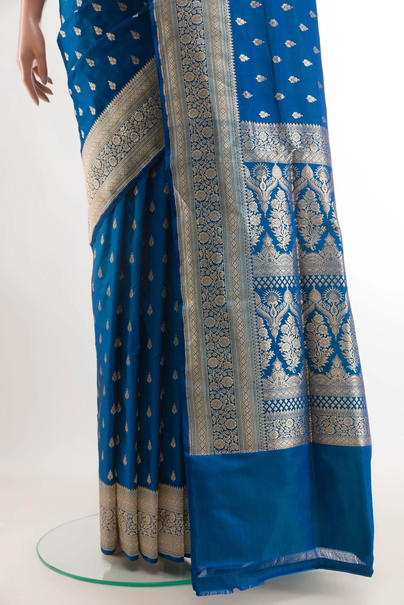 Blue Banarasi Silk Saree - Image 3