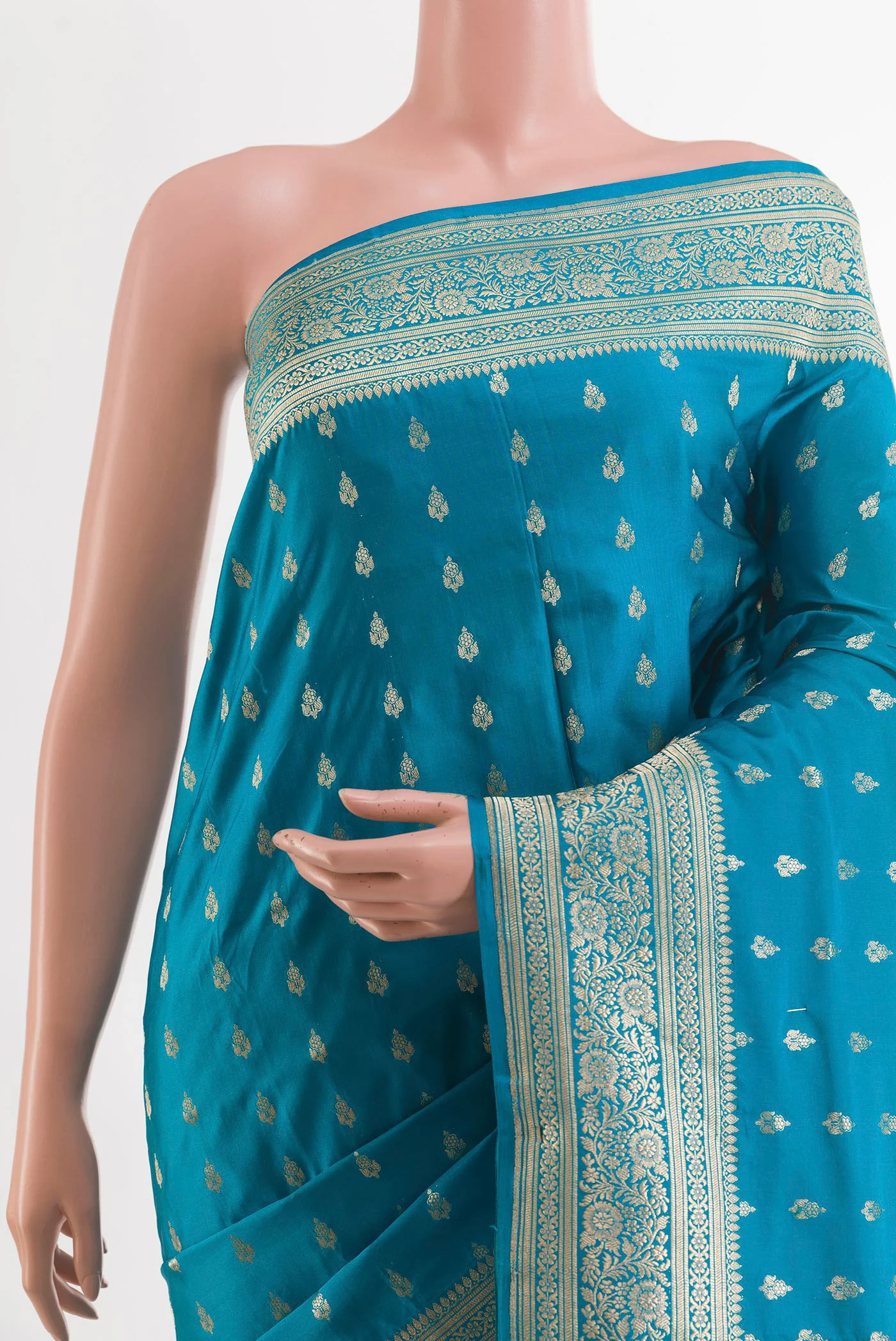 Blue Banarasi Silk Saree - Image 2