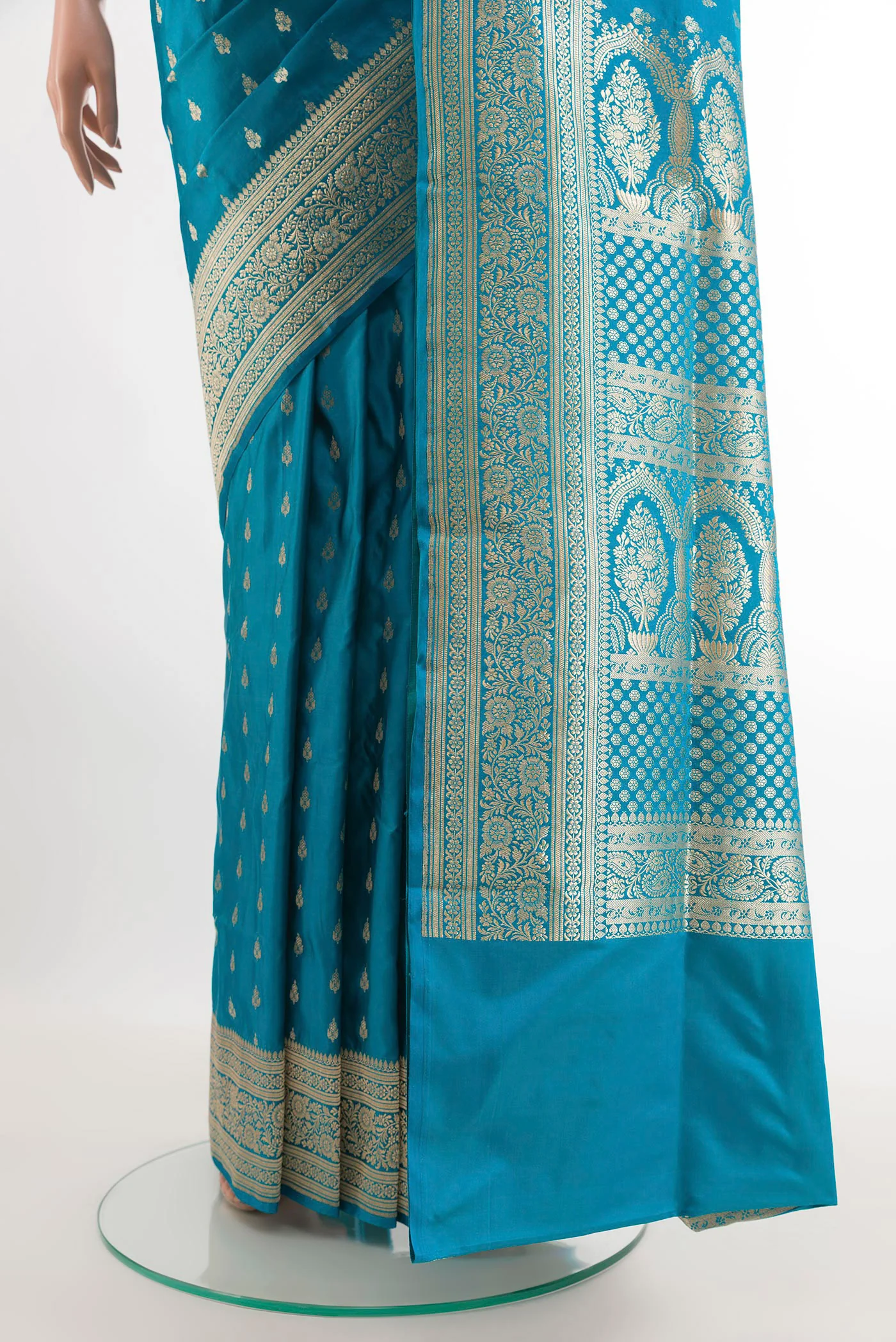 Blue Banarasi Silk Saree - Image 3