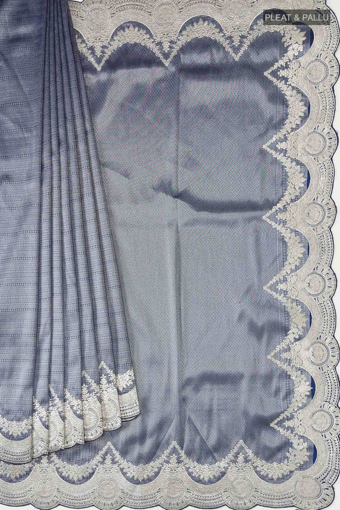 Blue Banarasi Silk Saree - Image 2