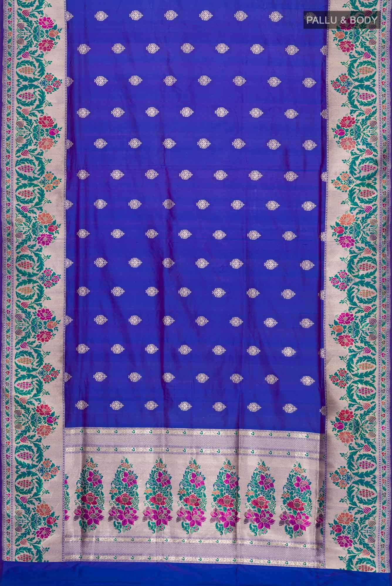 Blue Banarasi Silk Saree - Image 4
