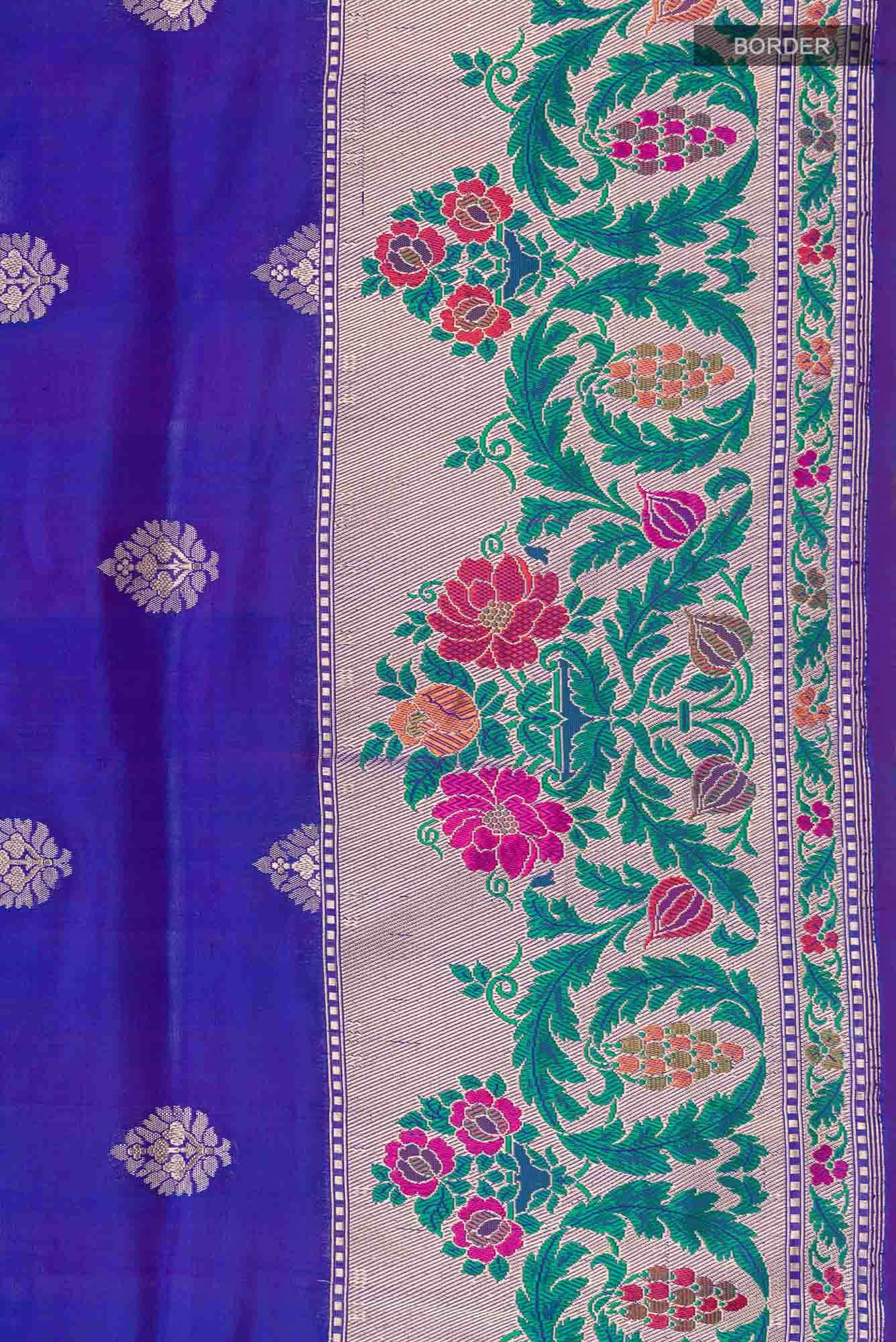 Blue Banarasi Silk Saree - Image 6