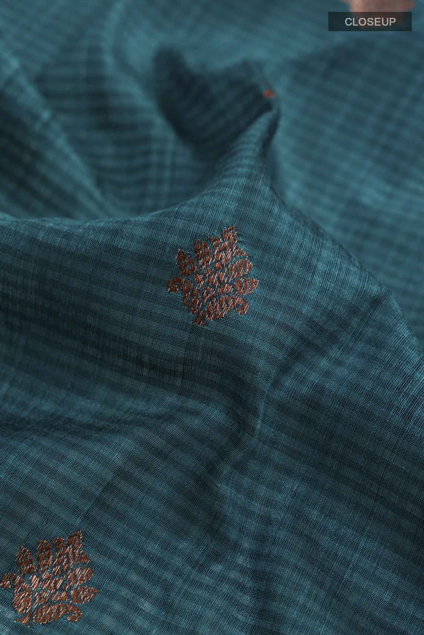 Blue Banarasi Tussar Silk Saree - Image 2