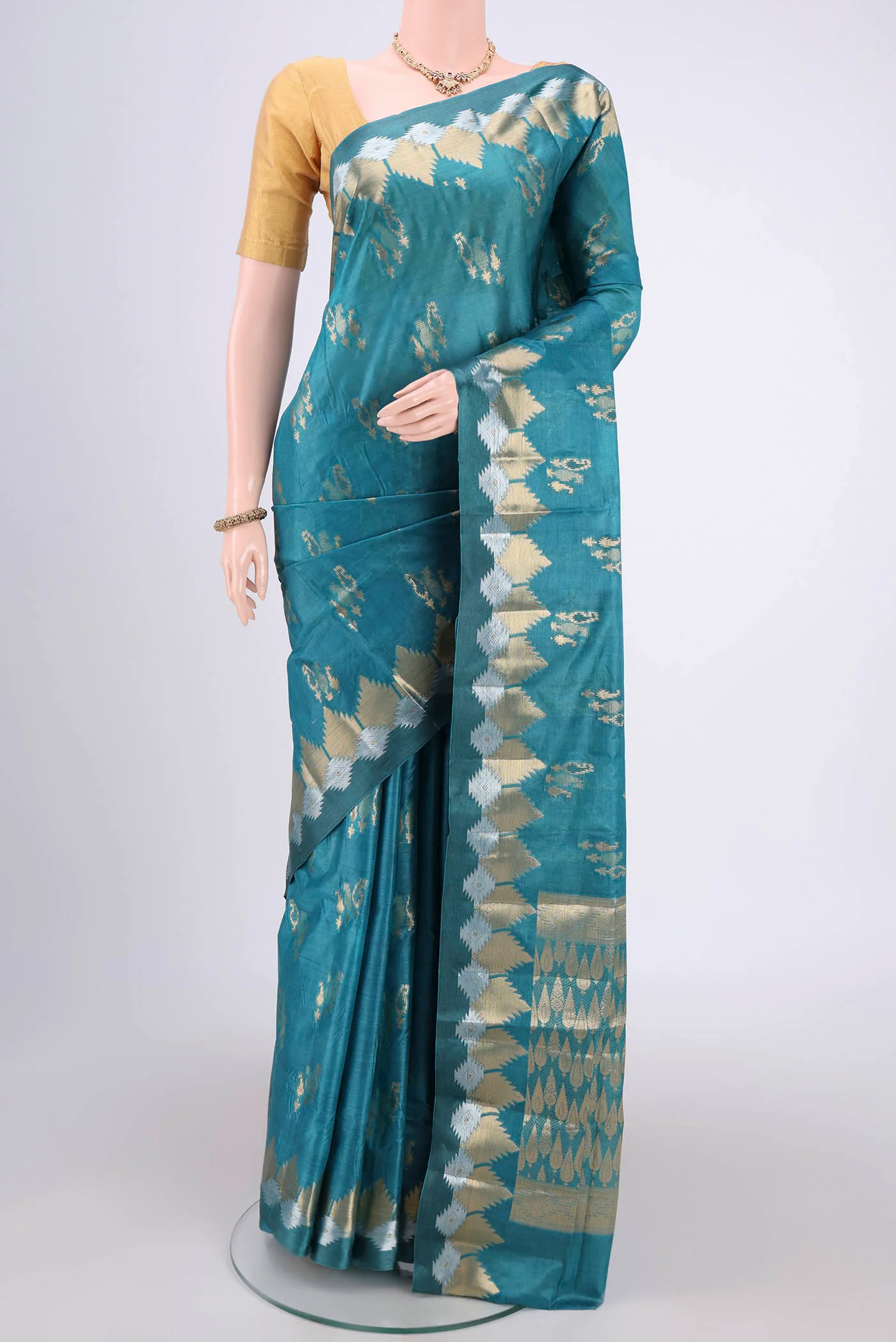 Blue Banarasi Tussar Silk Saree