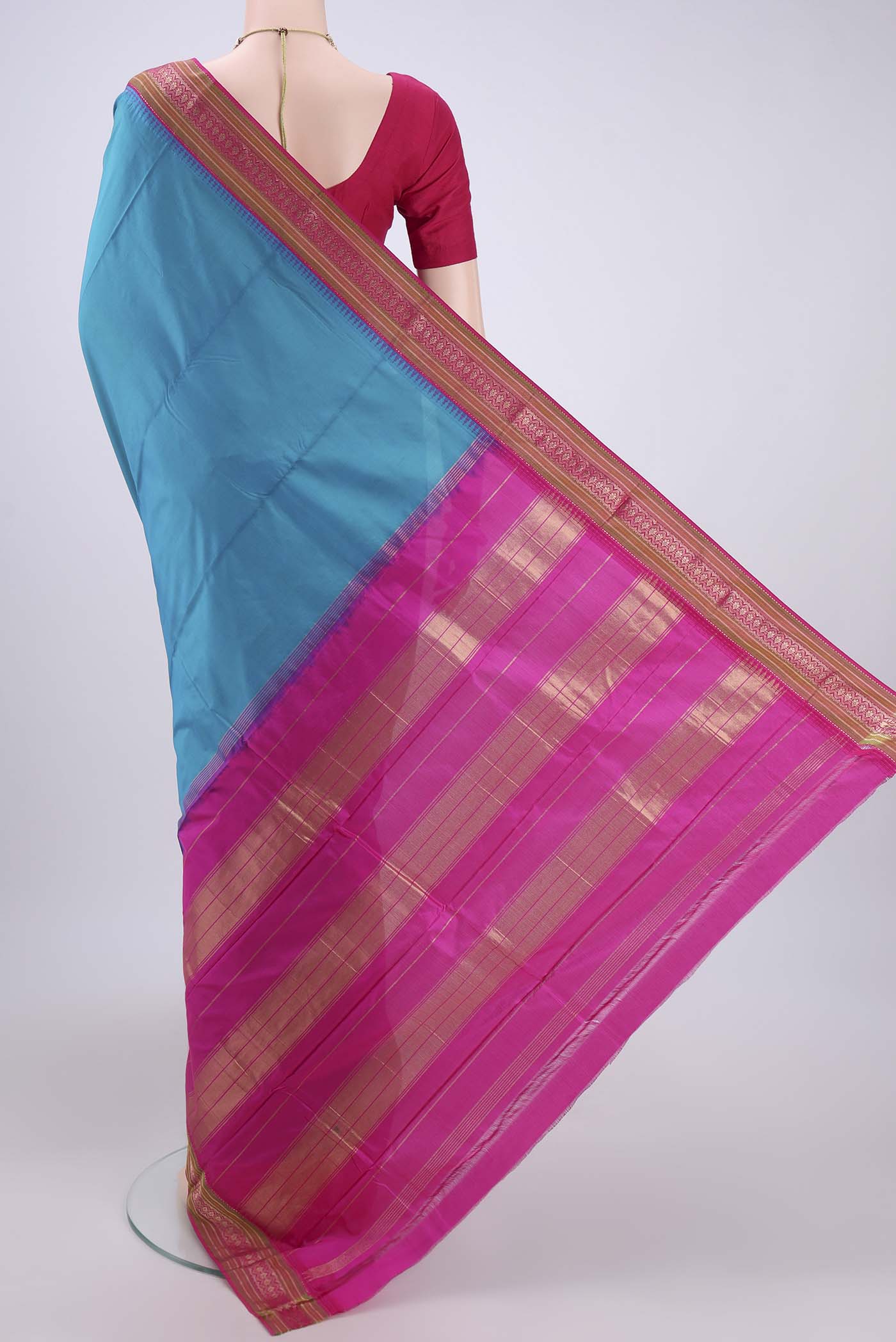 Blue Bangalore Silk - kadyal Saree - Image 3