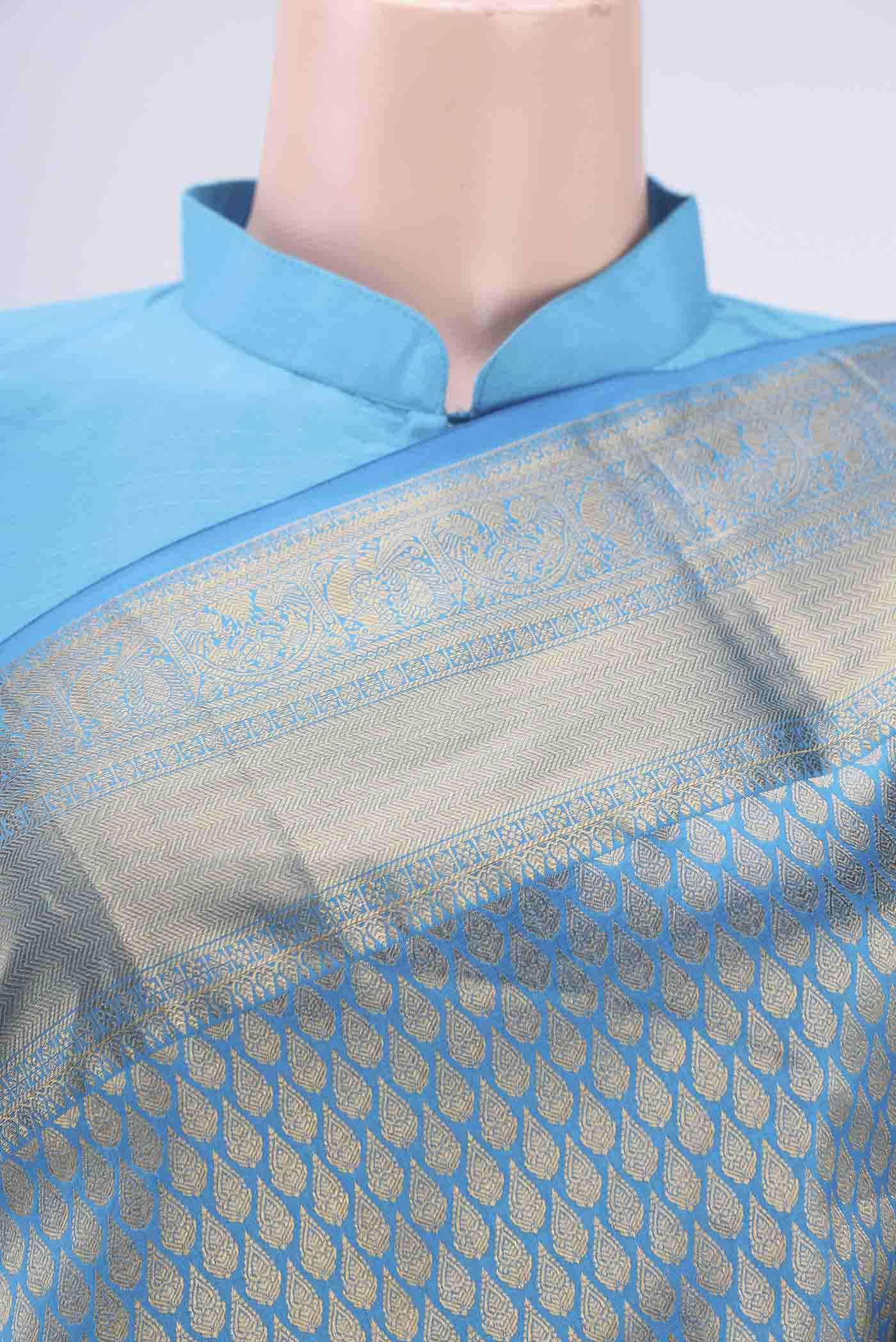 Blue Bangalore Silk Saree - Image 2