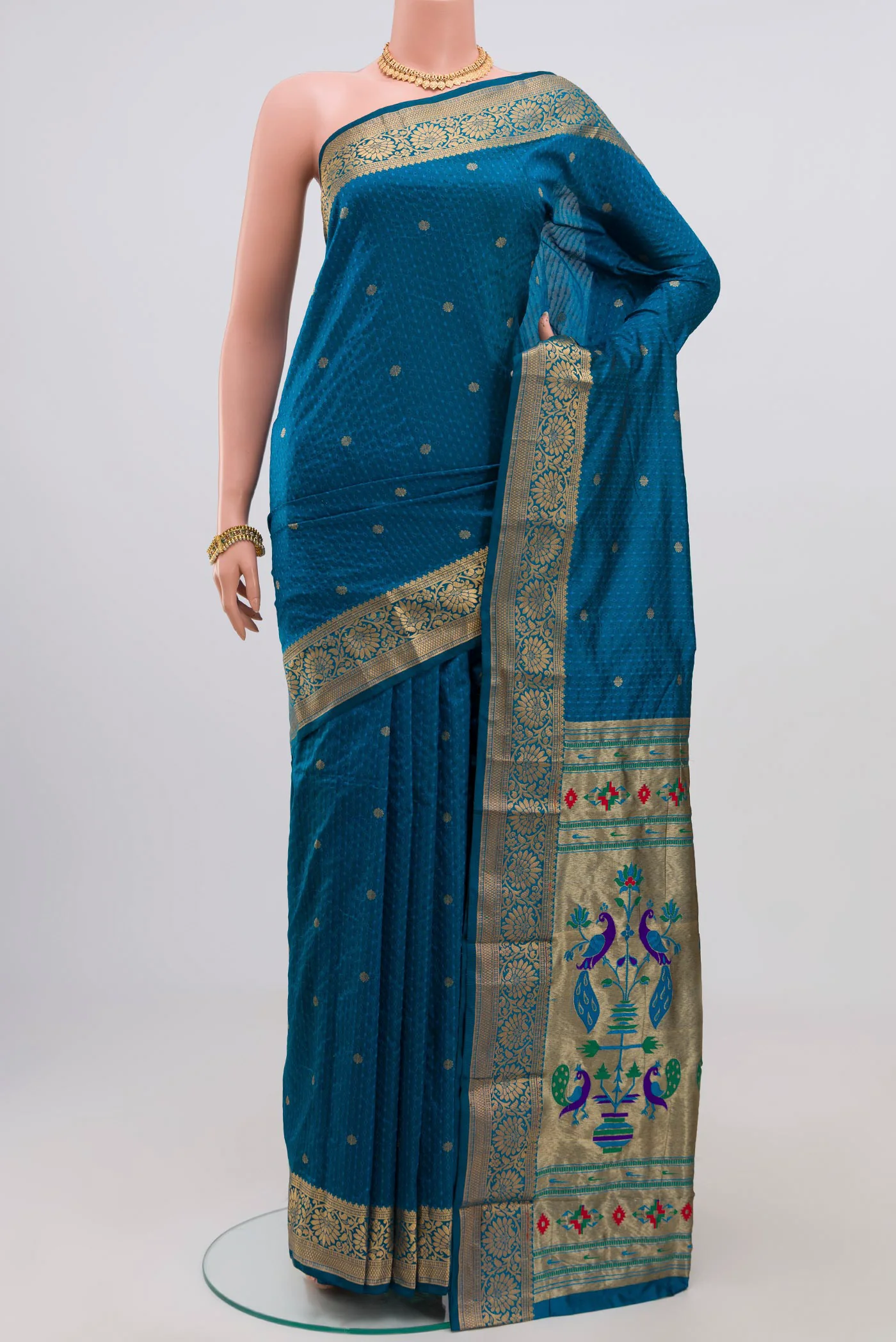 Blue Blended Bangalore Silk Saree