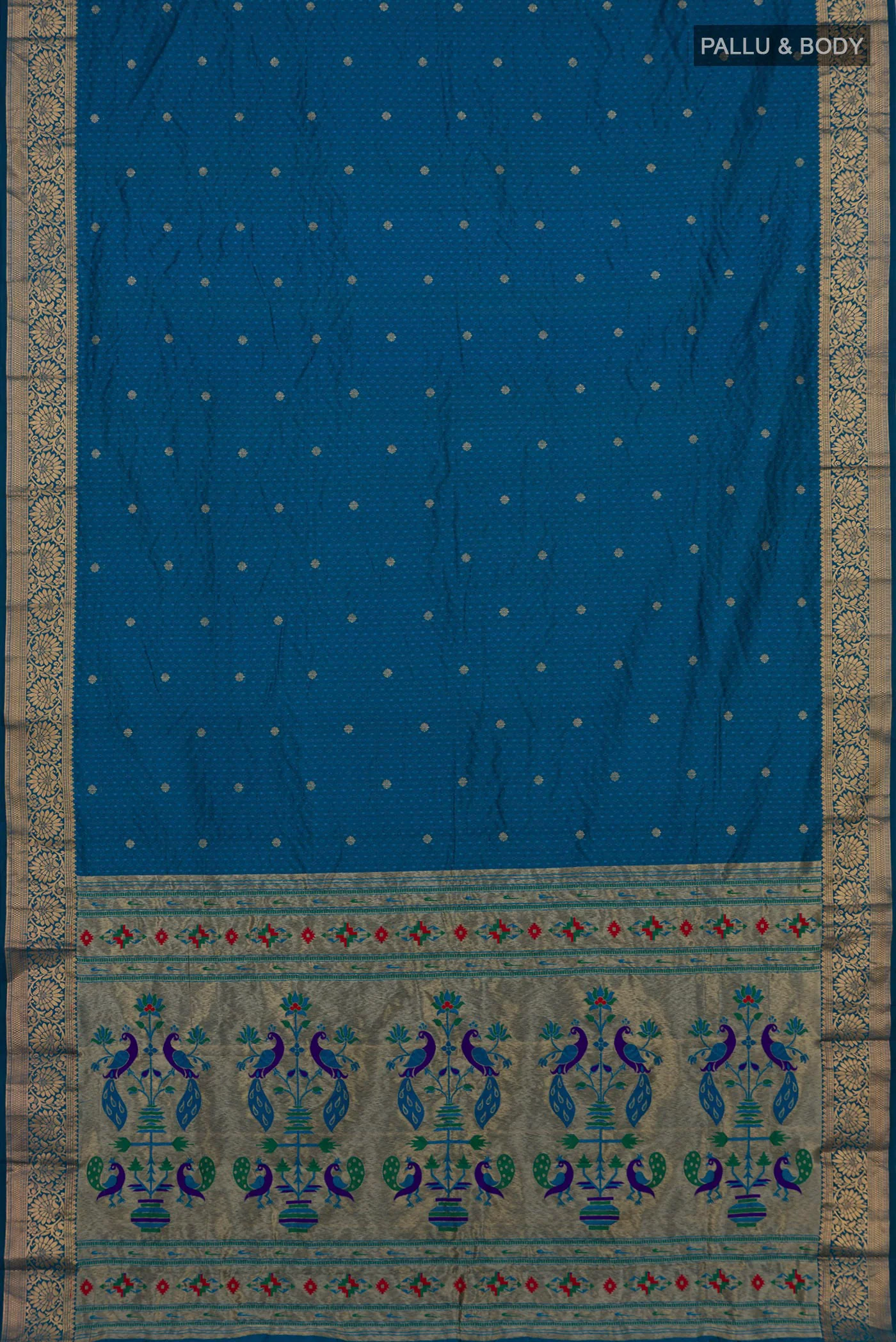 Blue Blended Bangalore Silk Saree - Image 5