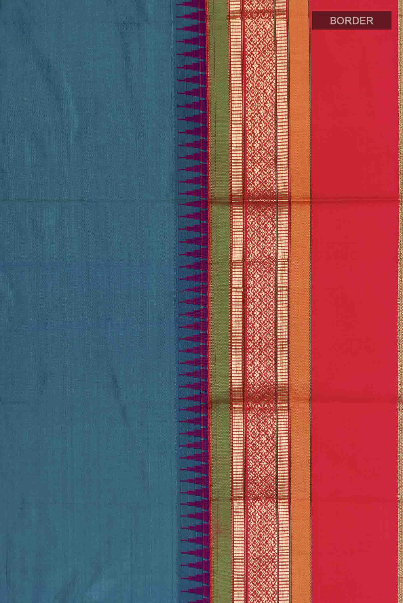 Blue Bangalore Silk Saree - Image 3