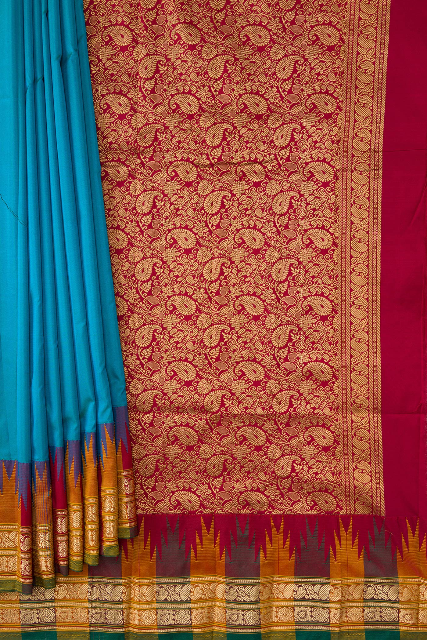 Blue Bangalore Silk Saree - Image 4