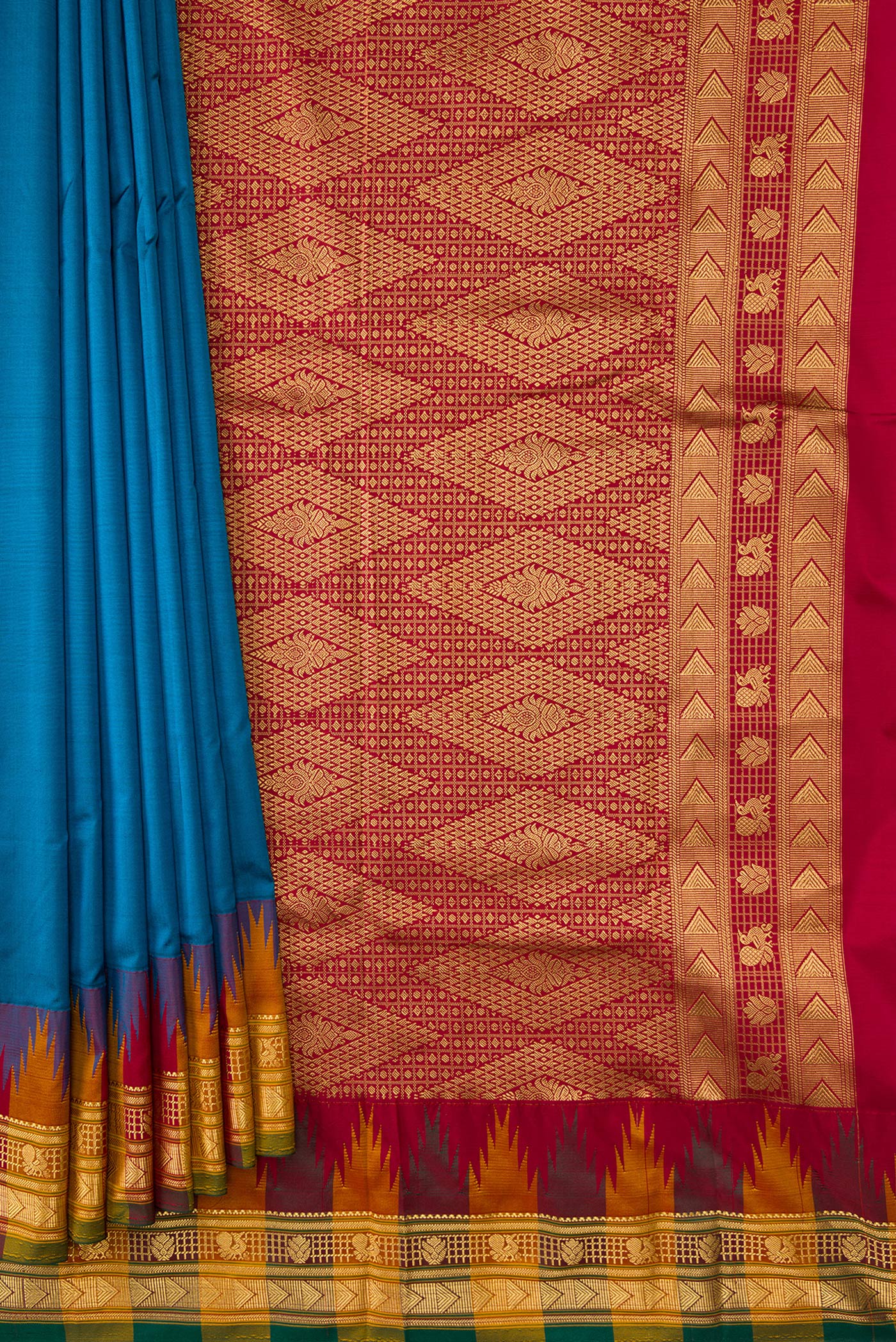 Blue Bangalore Silk Saree - Image 4
