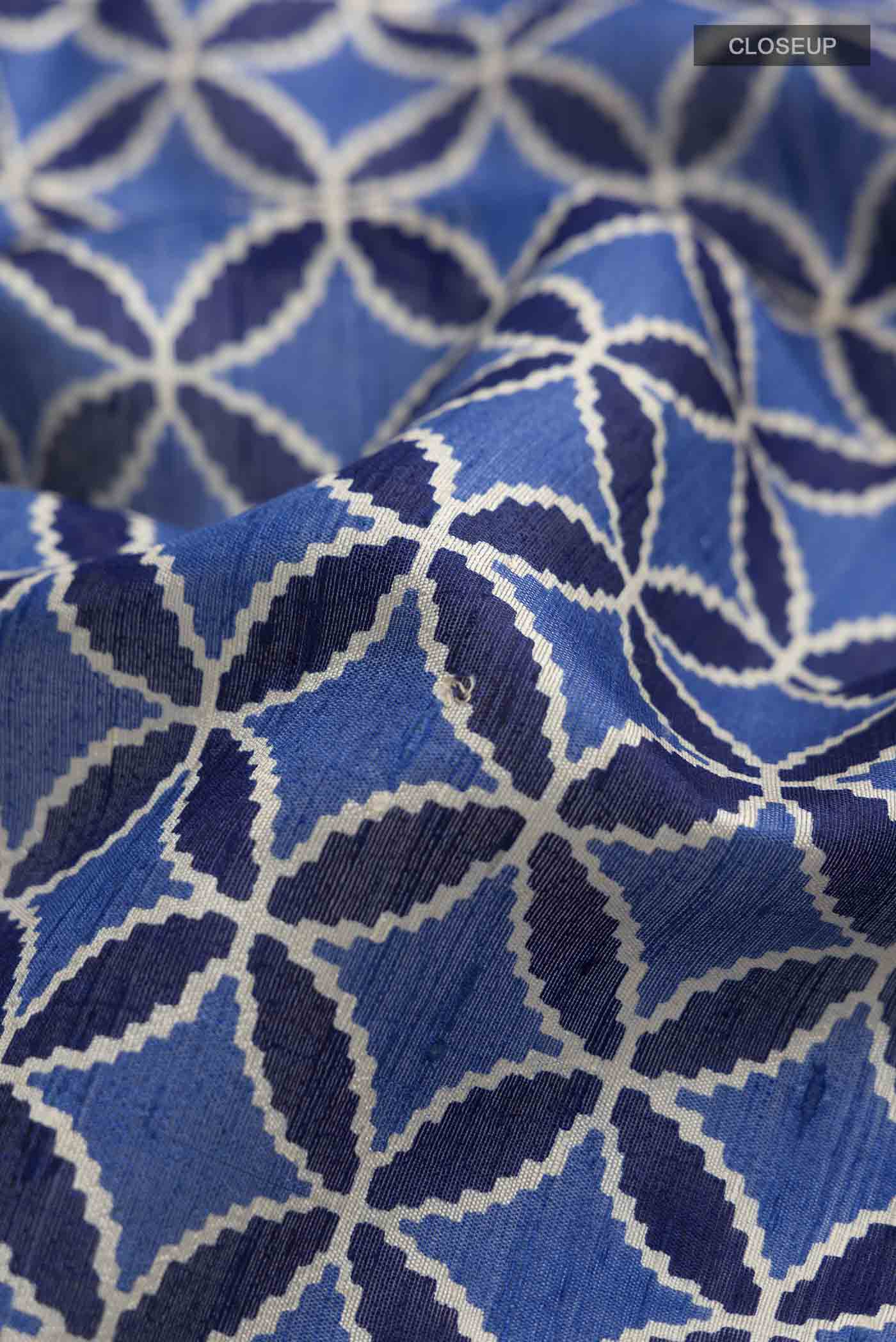 Blue Bhagalpuri Tussar Silk Saree - Image 2