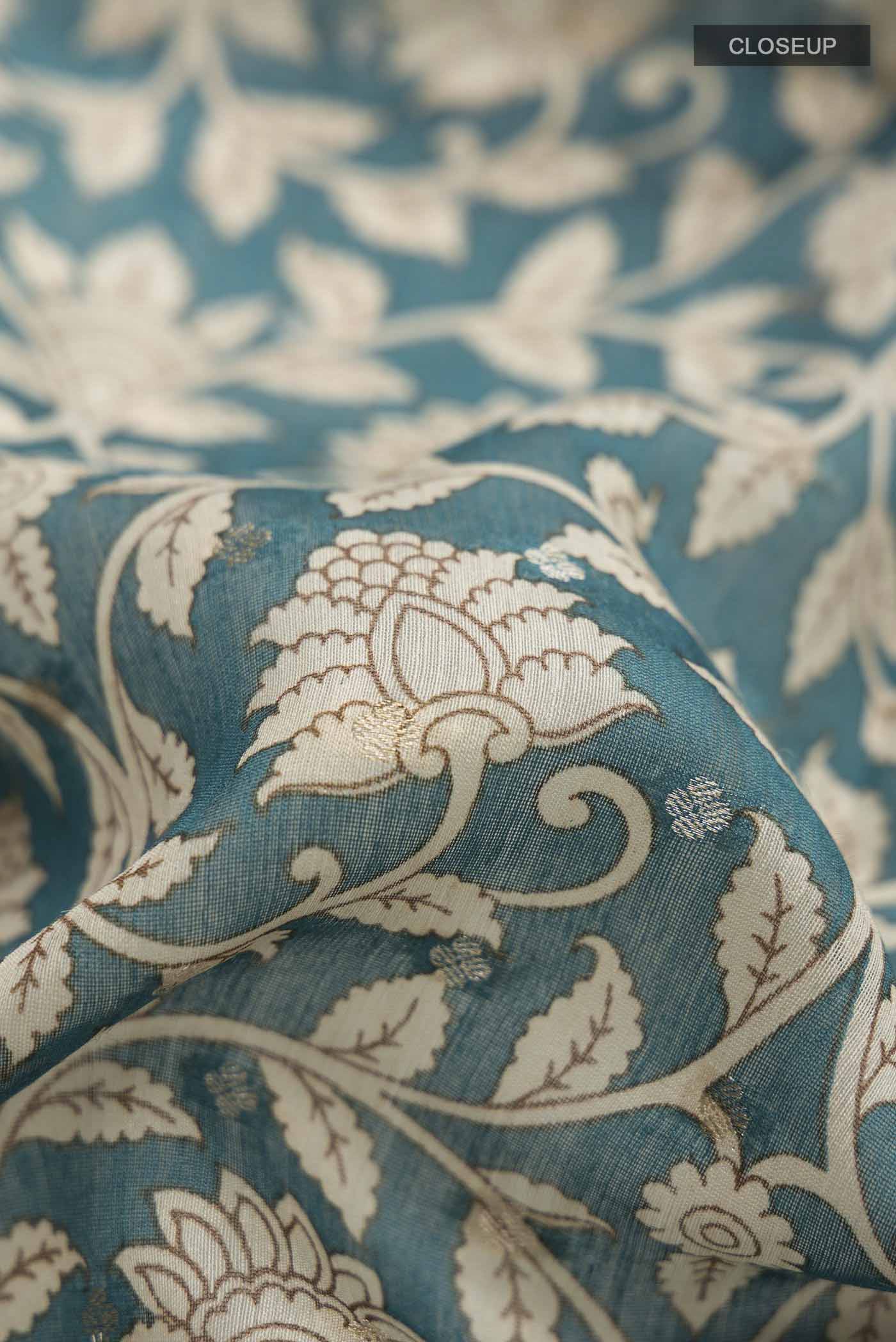 Blue Bhagalpuri Tussar Silk Saree - Image 2