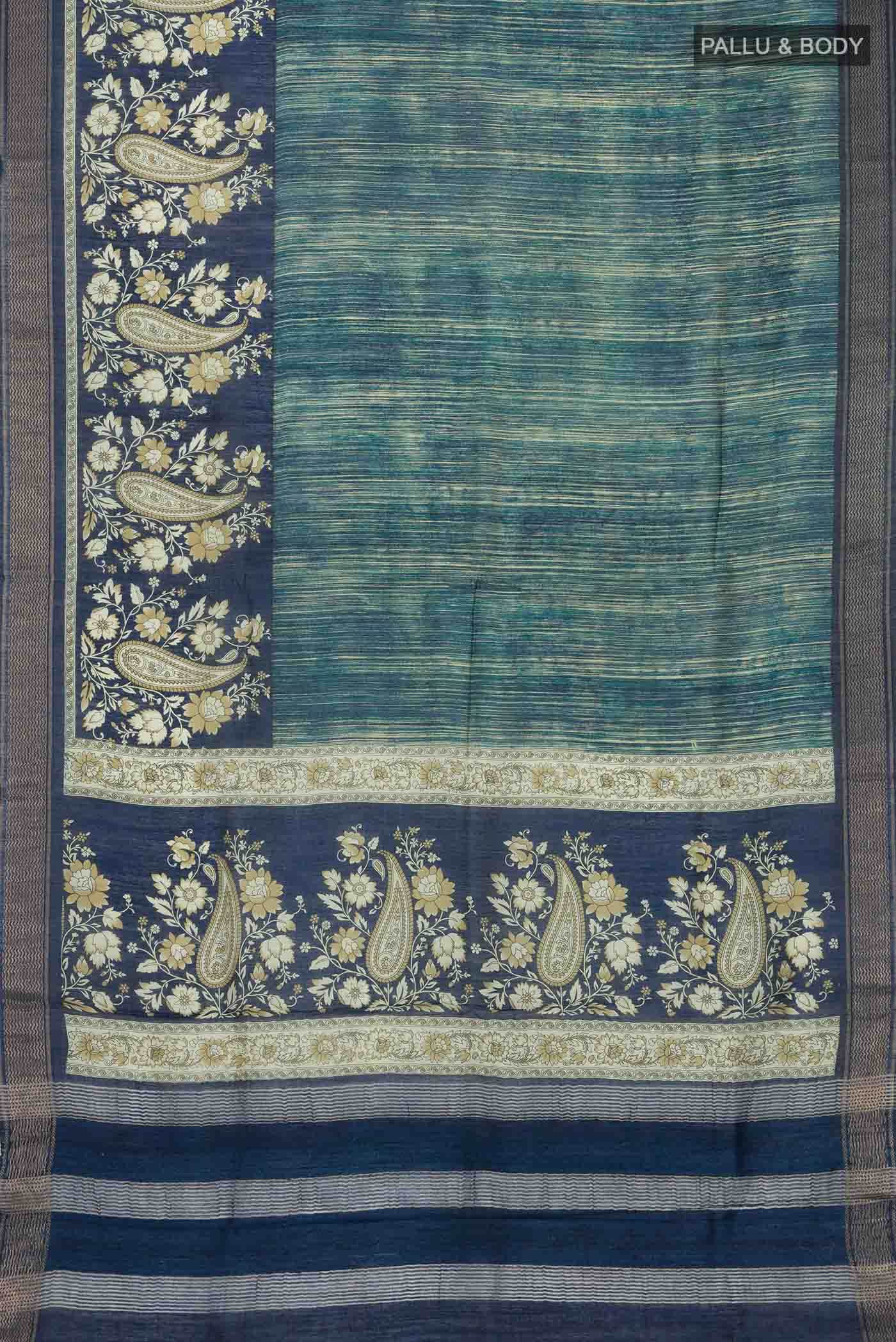 Blue Bhagalpuri Tussar Silk Saree - Image 3