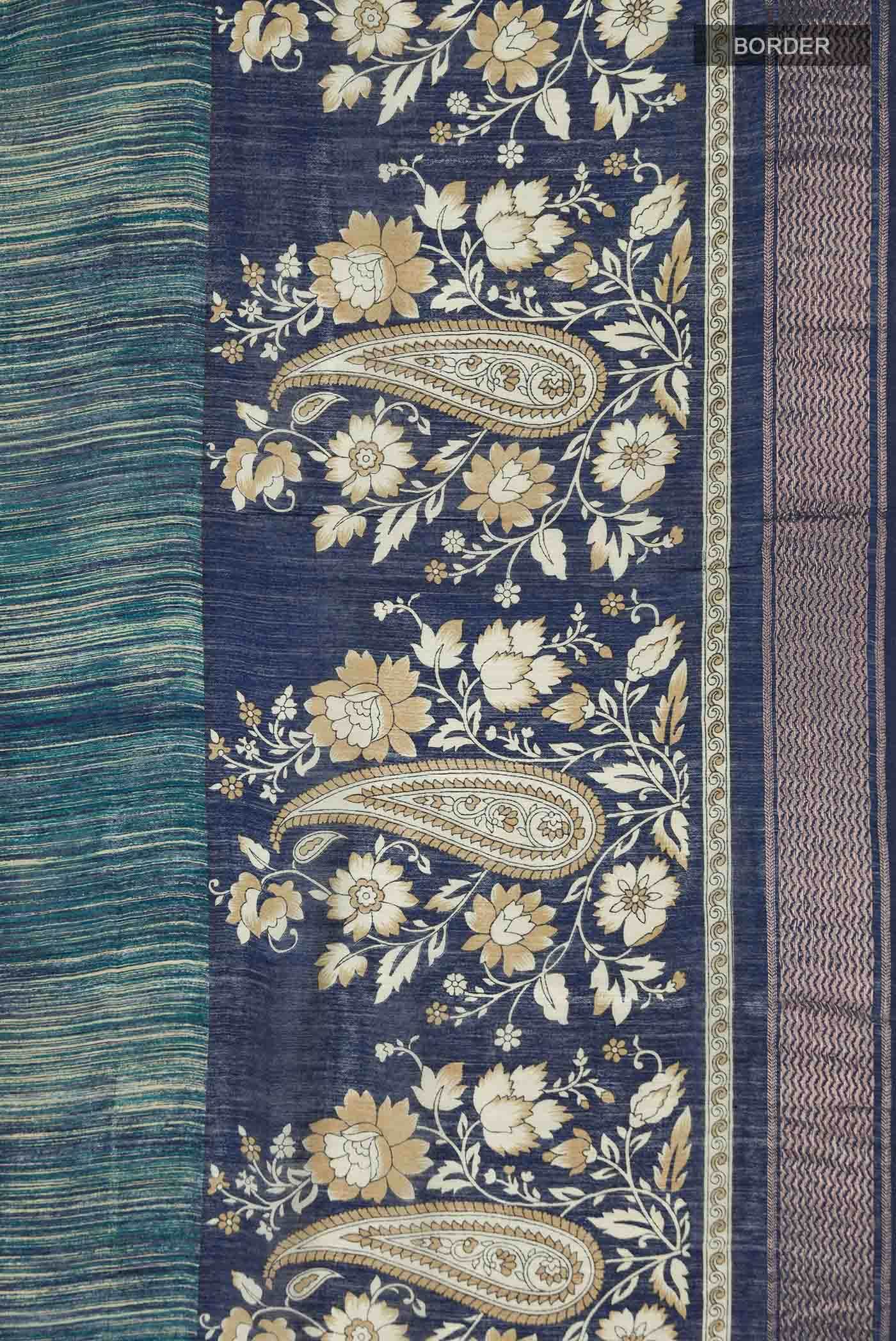 Blue Bhagalpuri Tussar Silk Saree - Image 4