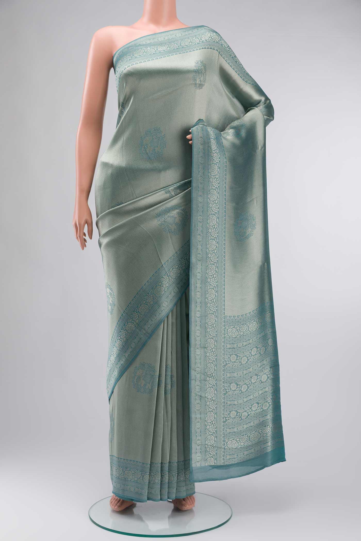 Blue Blended Art Silk Saree