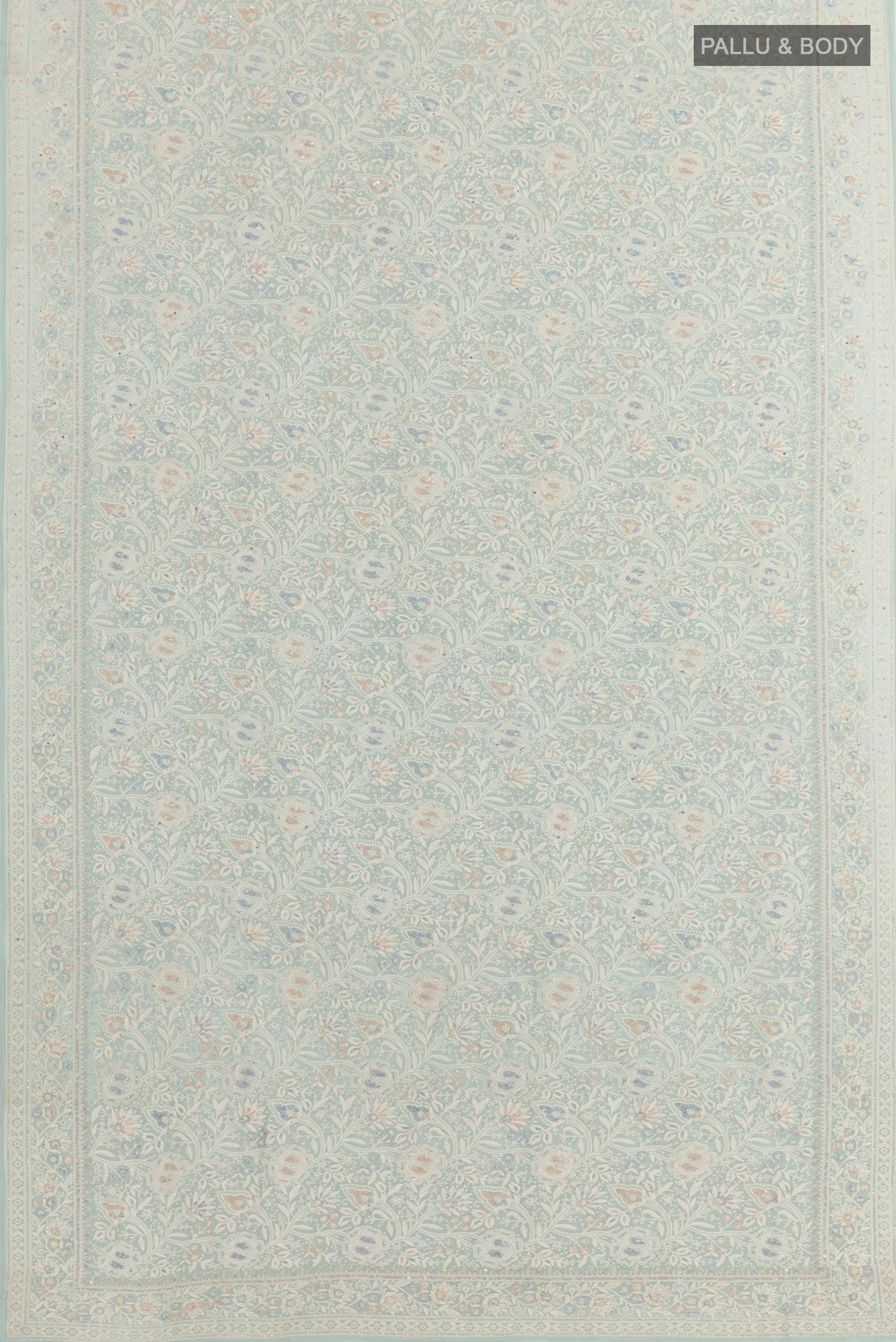 Light Blue Blended Georgette Saree - Image 3