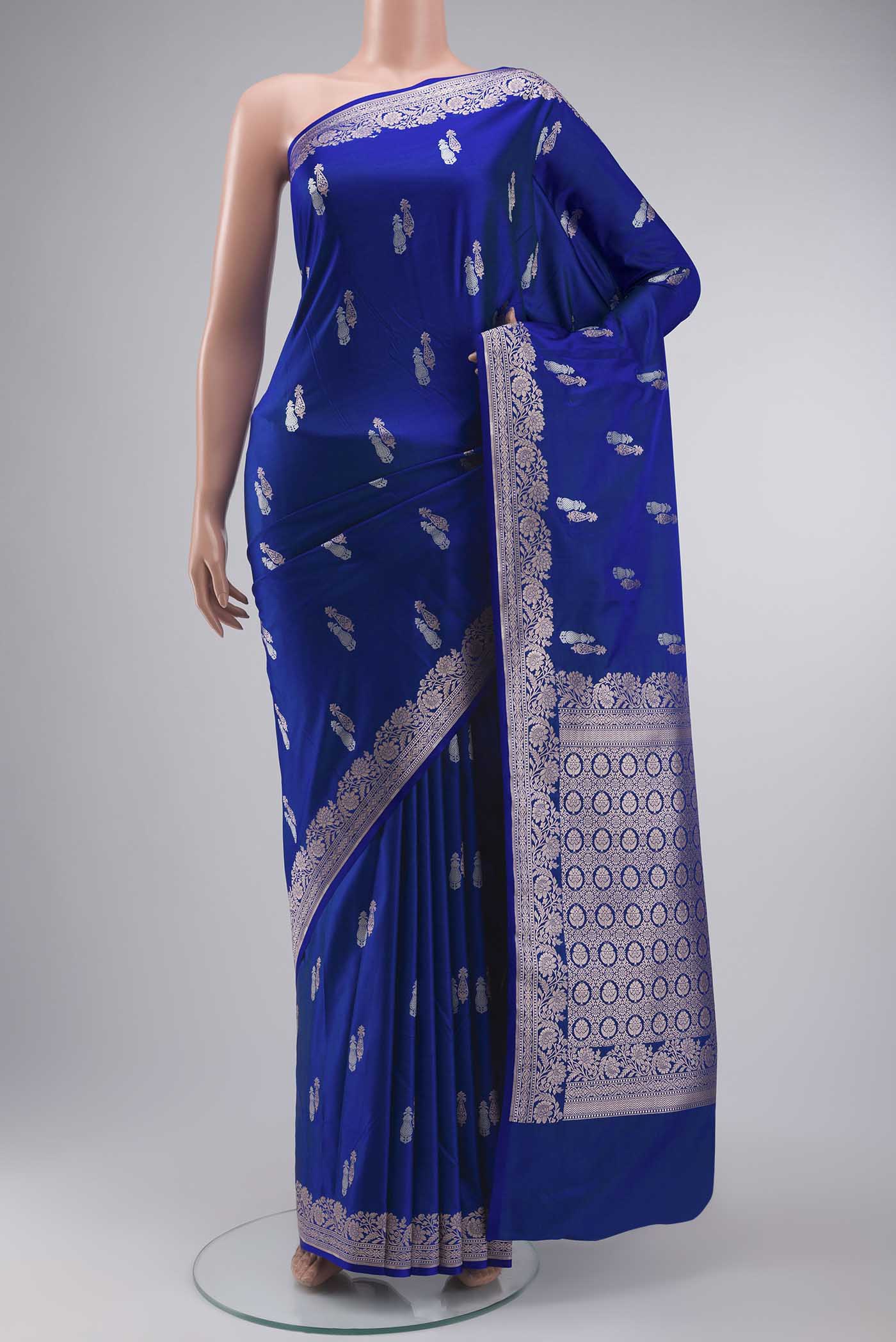Blue Blended Banarasi Silk Saree