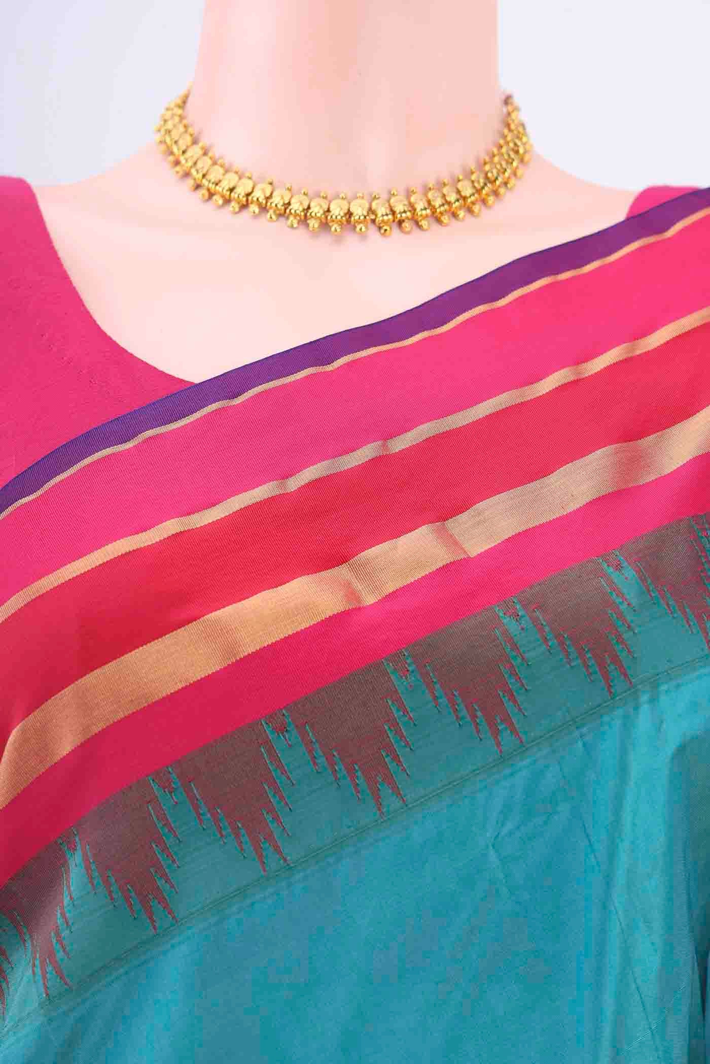 Blue Blended Bangalore Silk Saree - Image 2