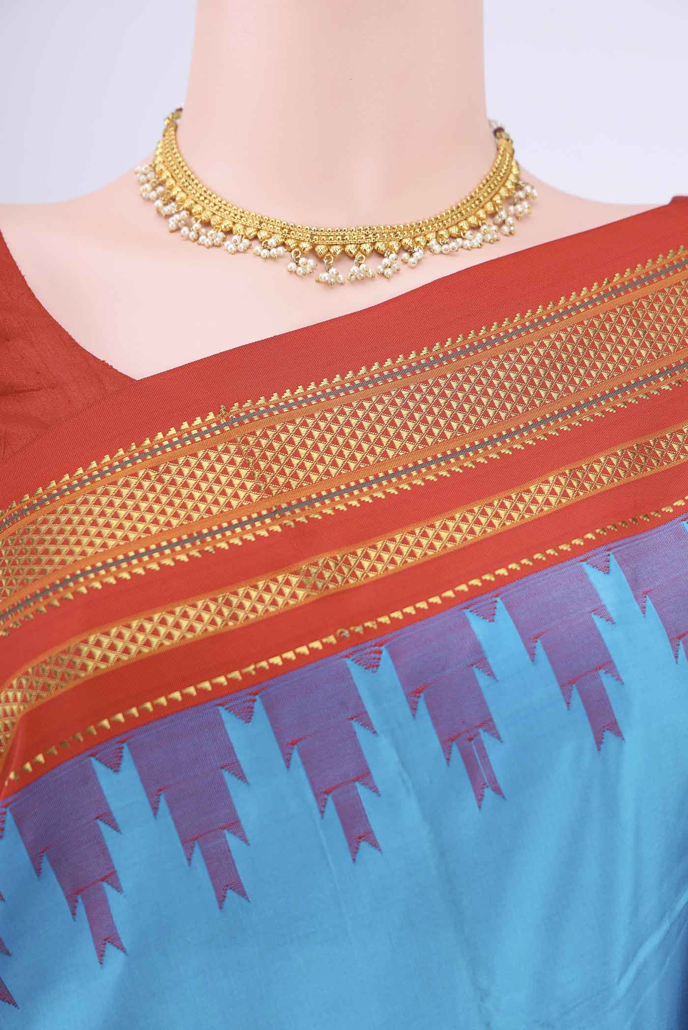 Blue Blended Bangalore Silk Saree - Image 2