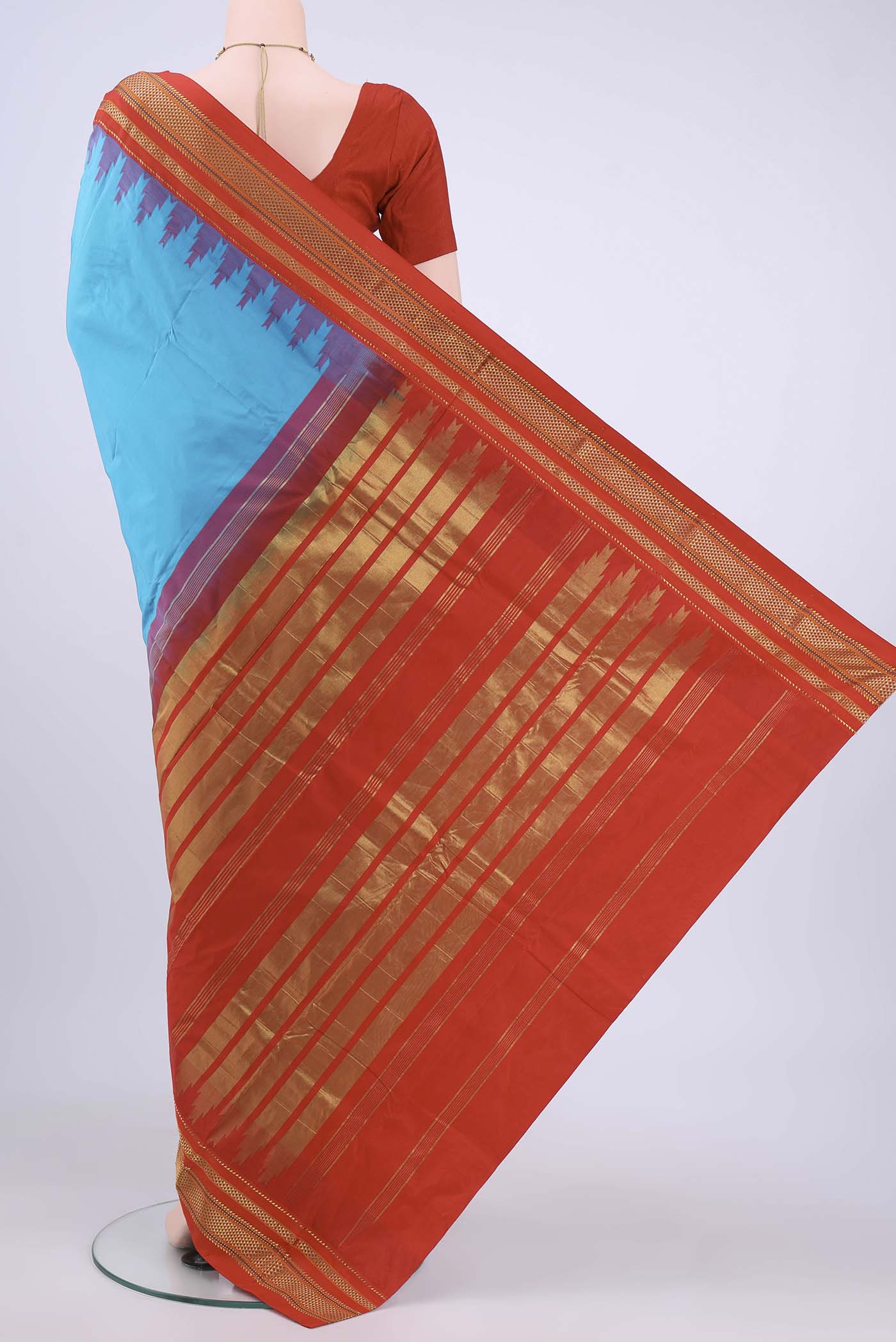 Blue Blended Bangalore Silk Saree - Image 3