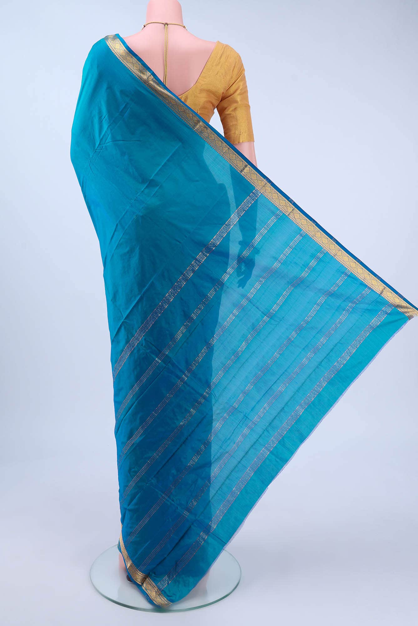 Blue Blended Bangalore Silk Saree - Image 2