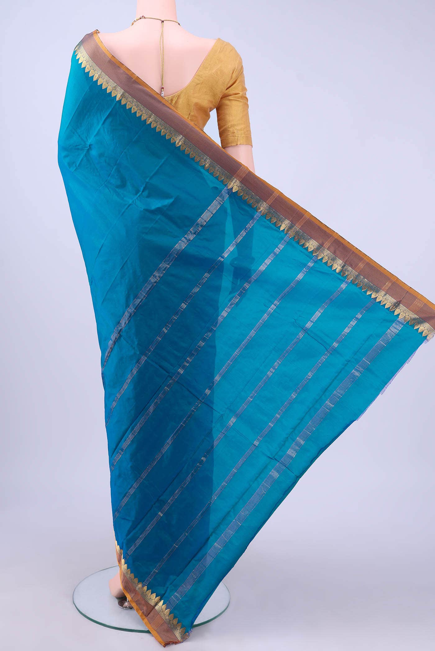Blue Blended Bangalore Silk Saree - Image 2