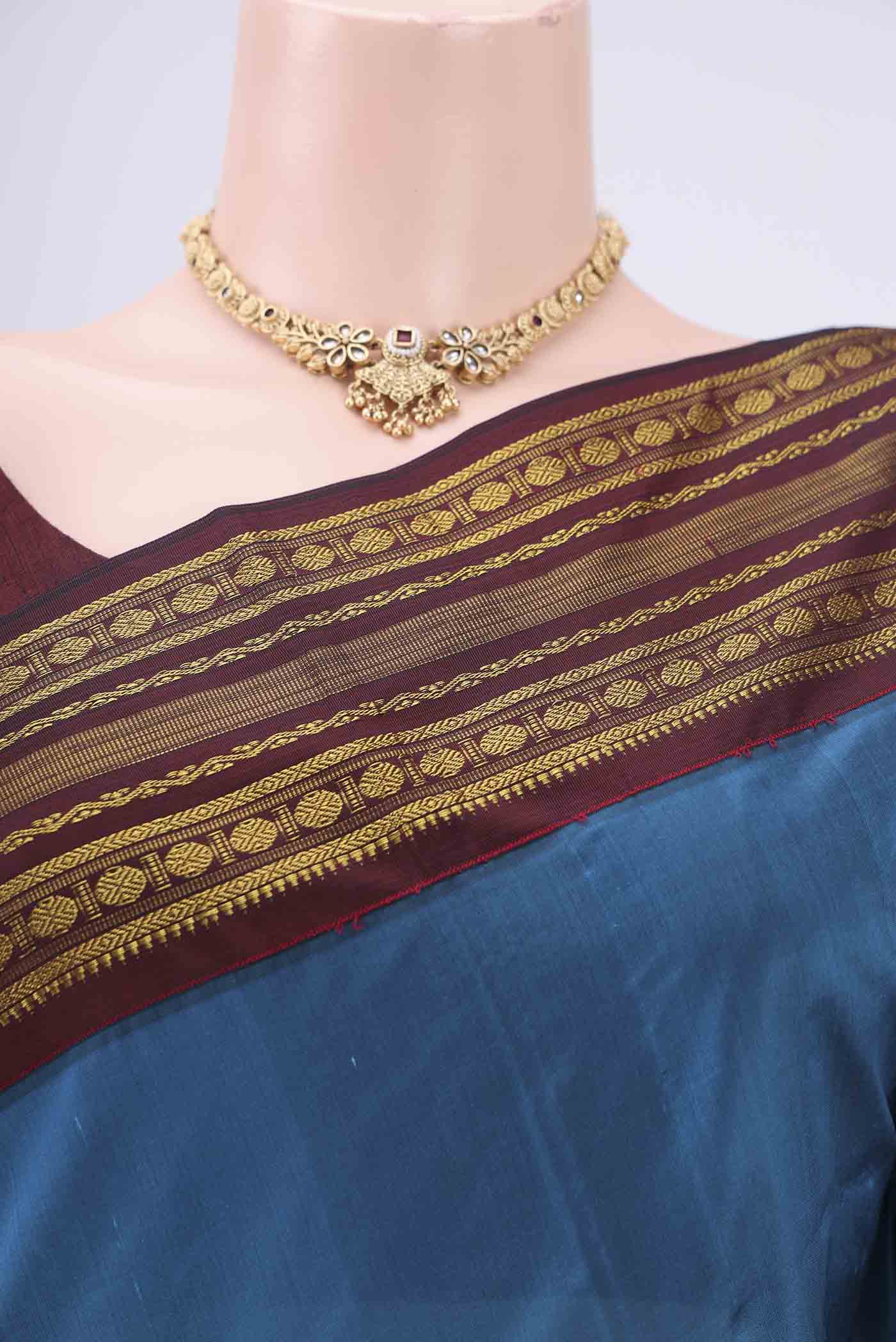 Blue Blended Bangalore Silk Saree - Image 2