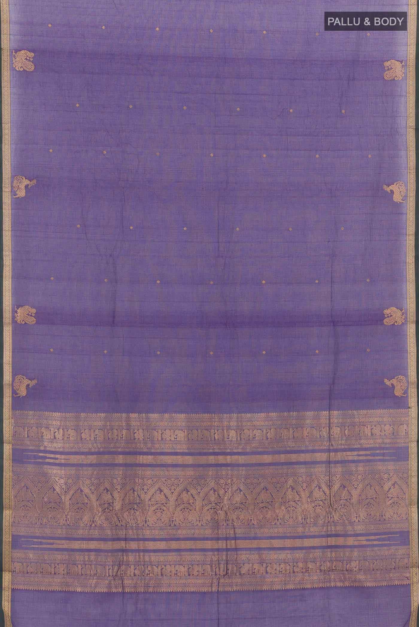 Blue Blended Kanchi Cotton Saree - Image 3