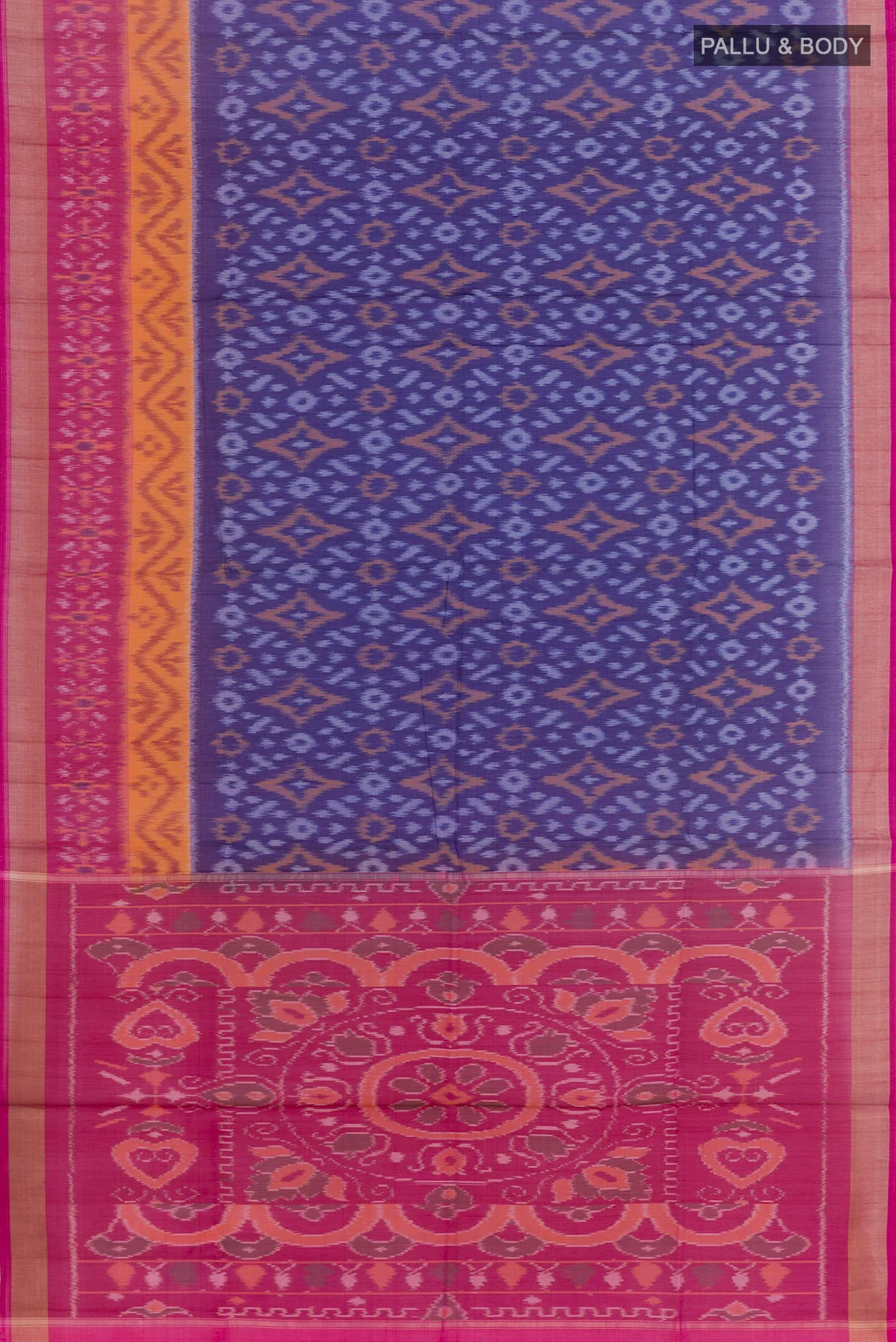 Blue Silk Cotton Saree - Image 3