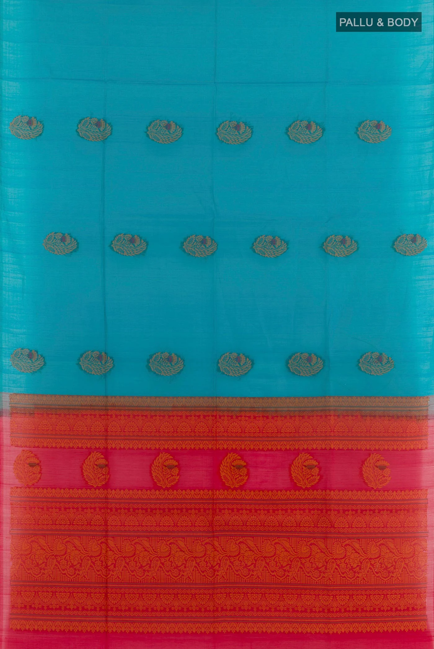 Blue Silk Cotton Saree - Image 3