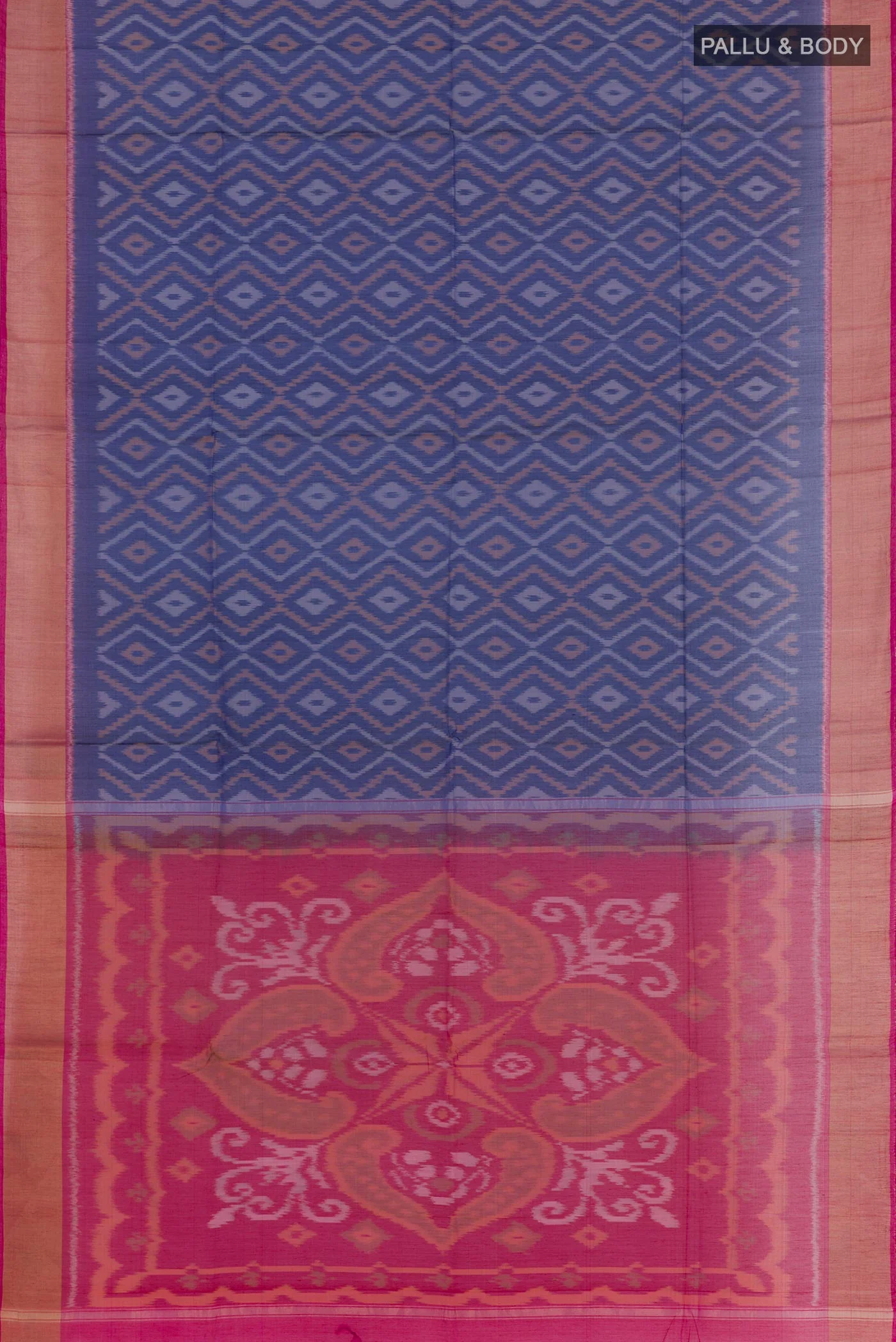 Blue Silk Cotton Saree - Image 3