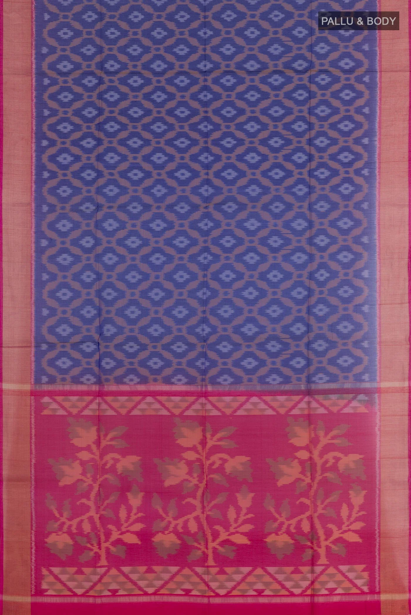 Royal Blue Silk Cotton Saree - Image 3