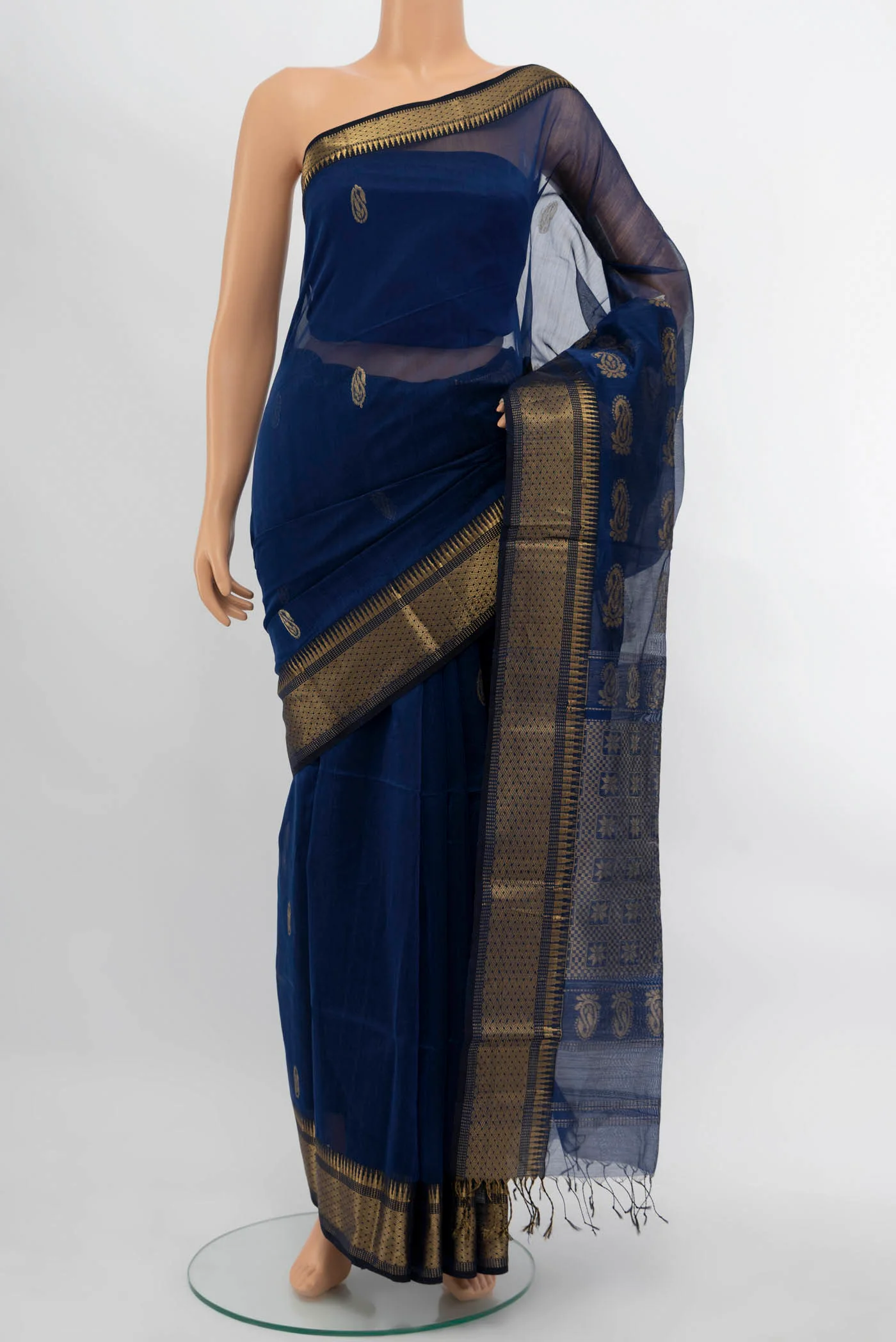 Blue Maheshwari Silk Cotton Saree