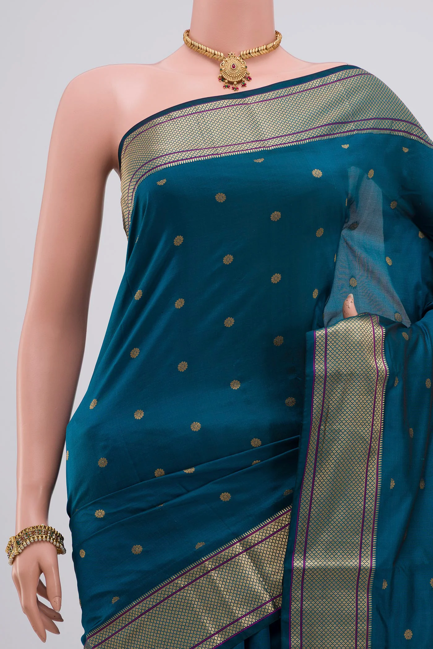 Blue Blended Paithani Silk Saree - Image 2